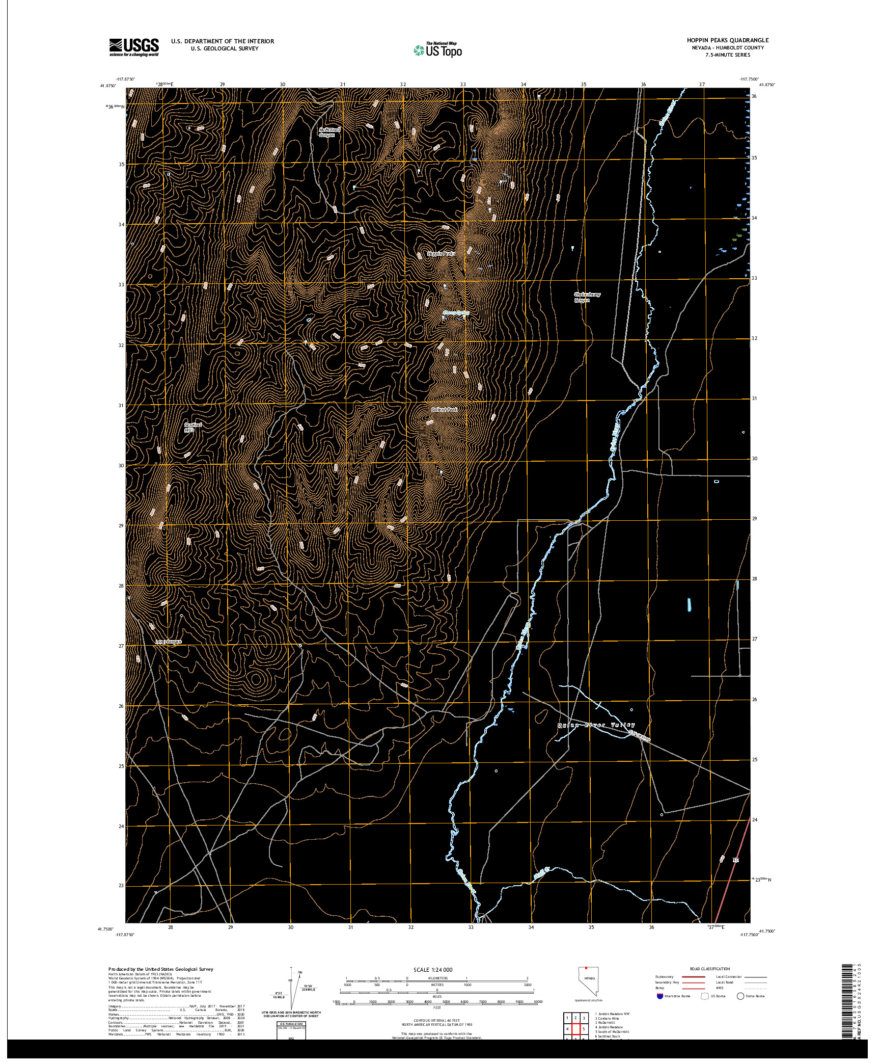 US TOPO 7.5-MINUTE MAP FOR HOPPIN PEAKS, NV