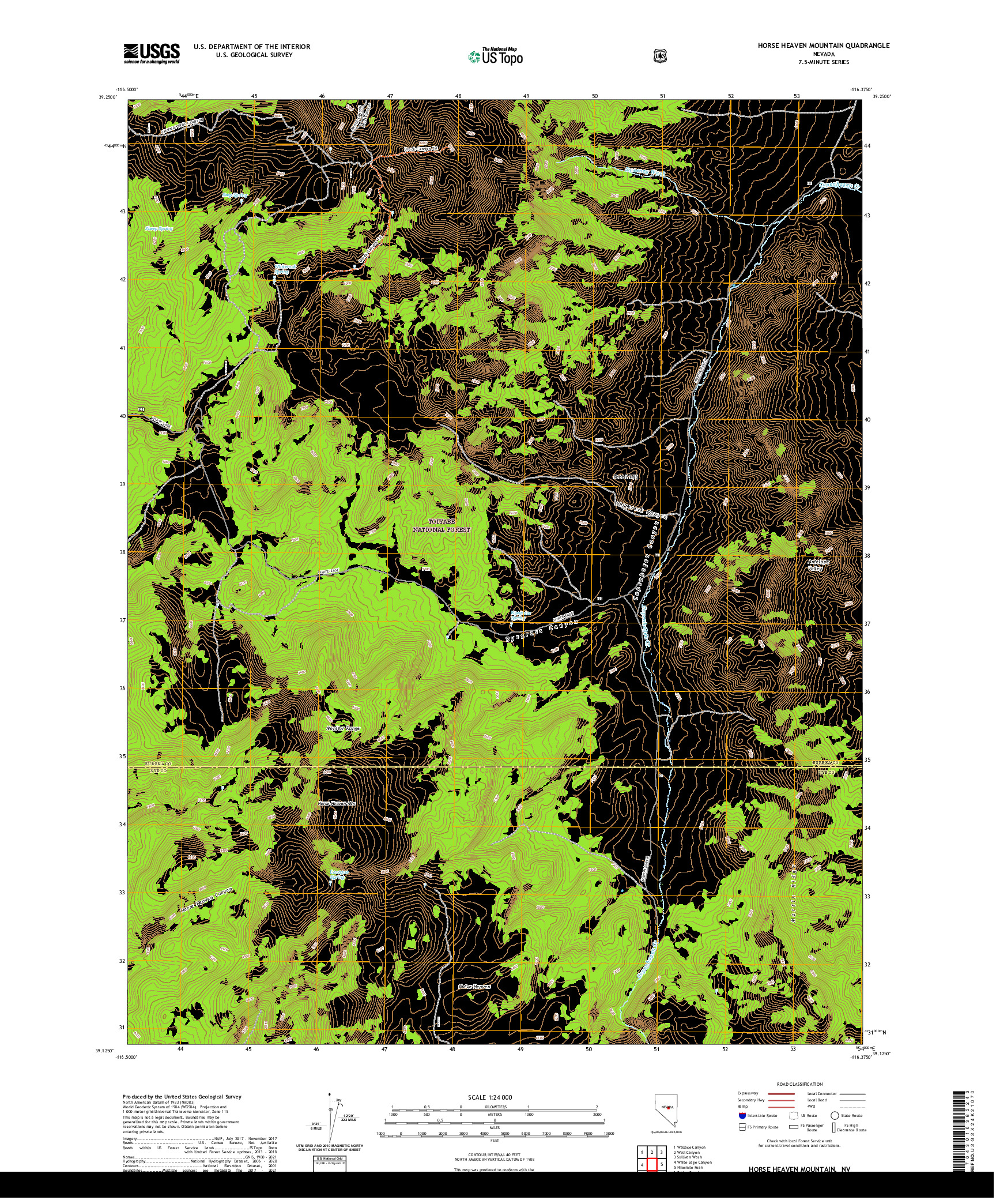 US TOPO 7.5-MINUTE MAP FOR HORSE HEAVEN MOUNTAIN, NV