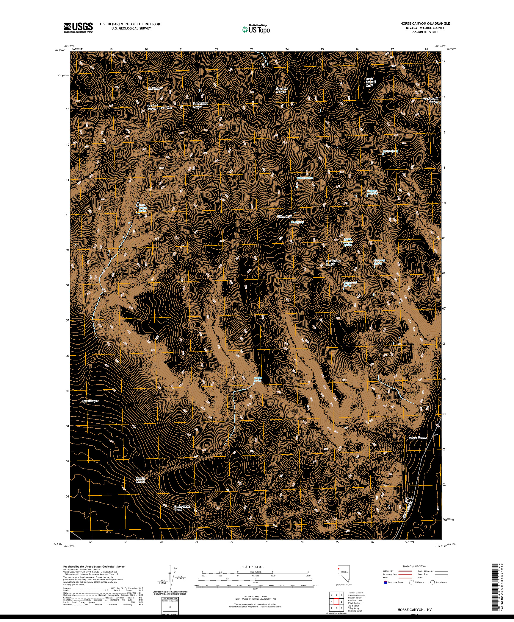 US TOPO 7.5-MINUTE MAP FOR HORSE CANYON, NV