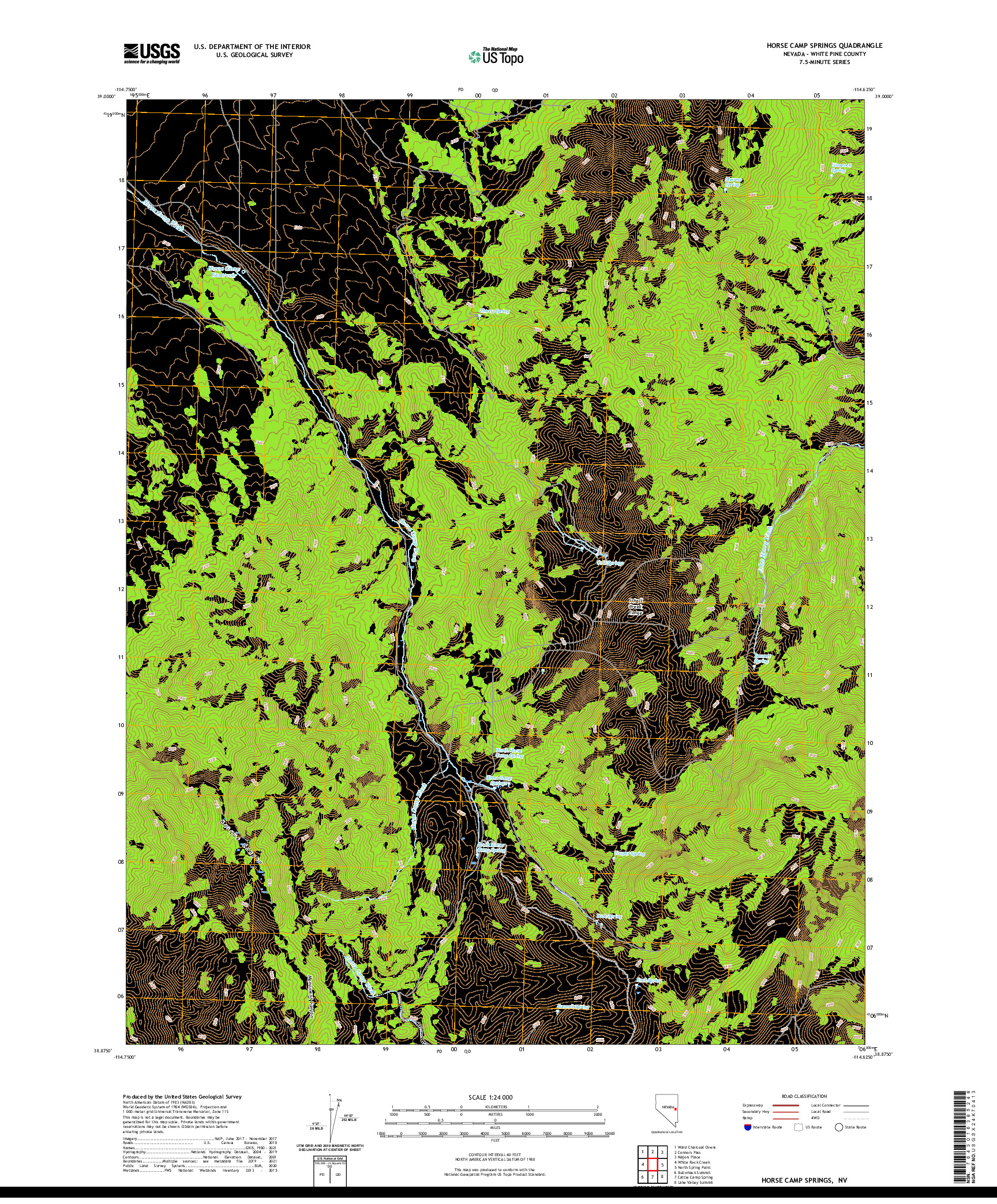 US TOPO 7.5-MINUTE MAP FOR HORSE CAMP SPRINGS, NV