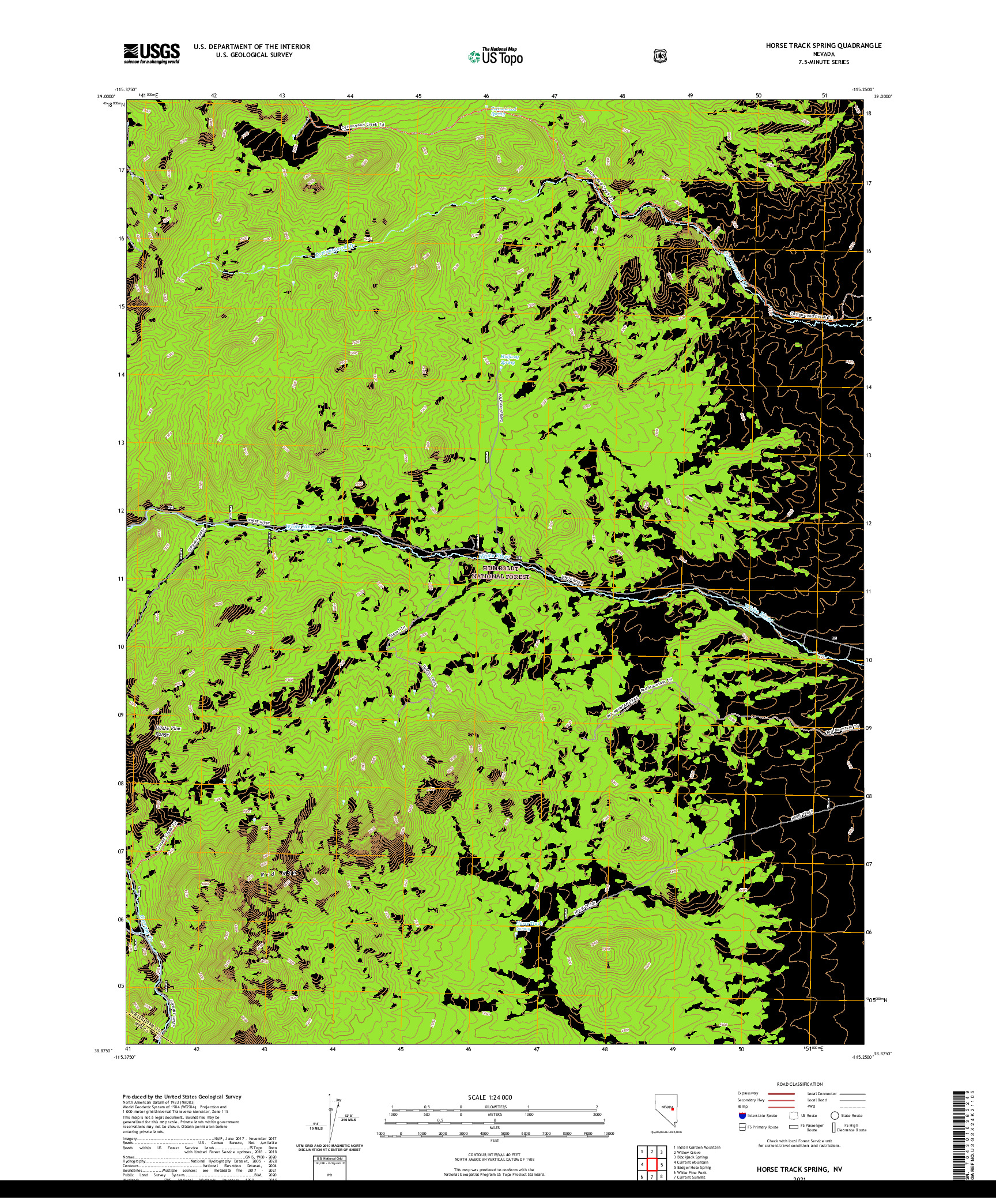 US TOPO 7.5-MINUTE MAP FOR HORSE TRACK SPRING, NV