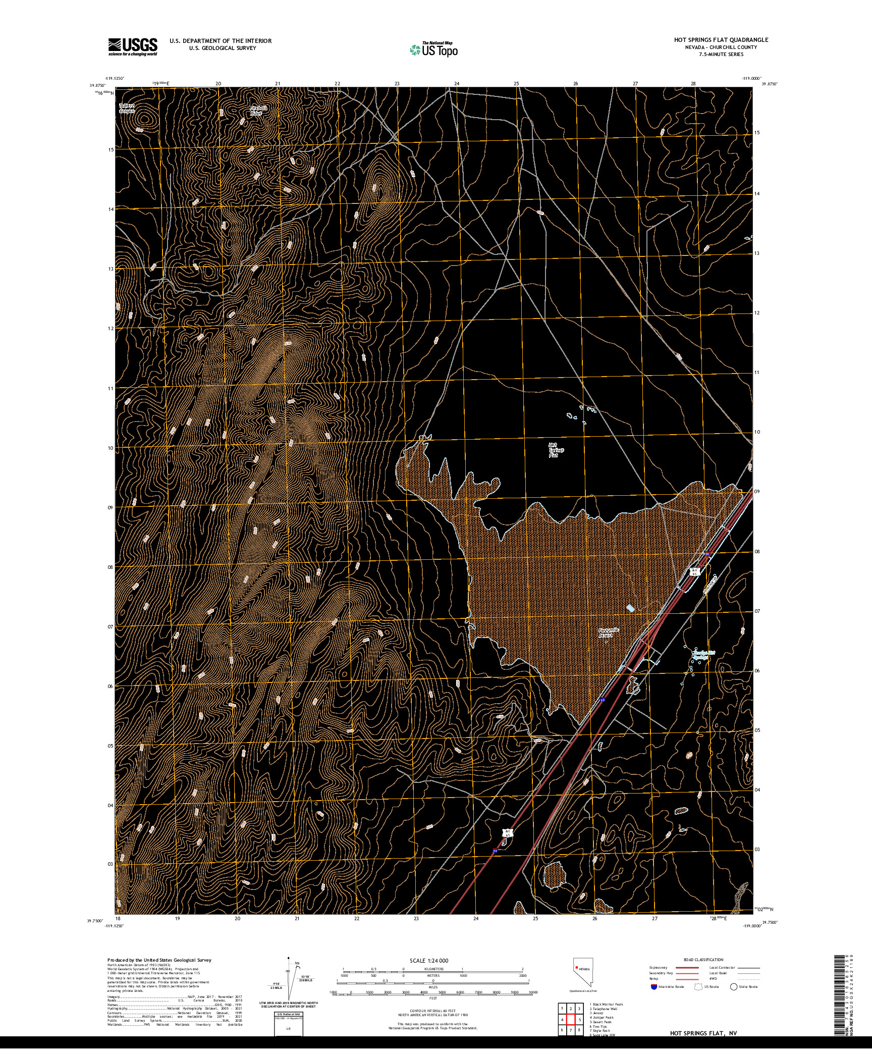 US TOPO 7.5-MINUTE MAP FOR HOT SPRINGS FLAT, NV