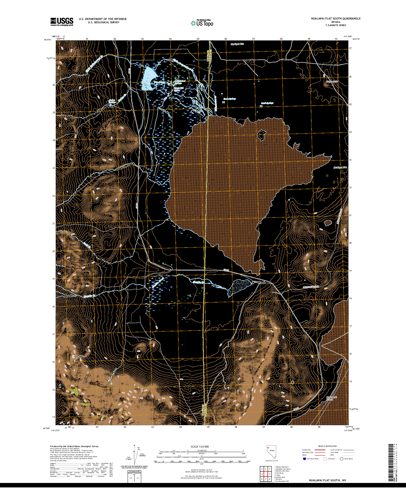 US TOPO 7.5-MINUTE MAP FOR HUALAPAI FLAT SOUTH, NV