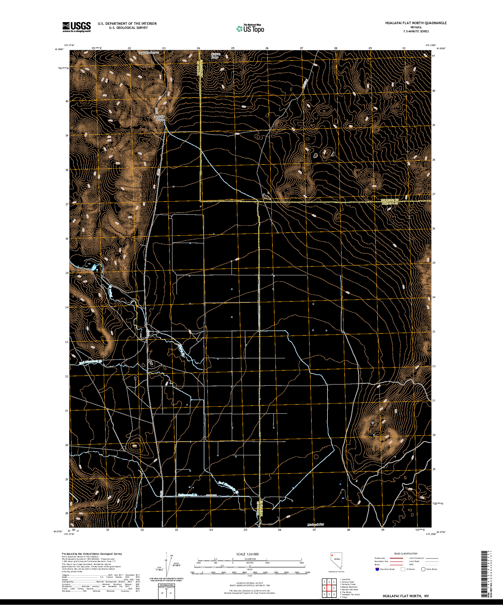 US TOPO 7.5-MINUTE MAP FOR HUALAPAI FLAT NORTH, NV