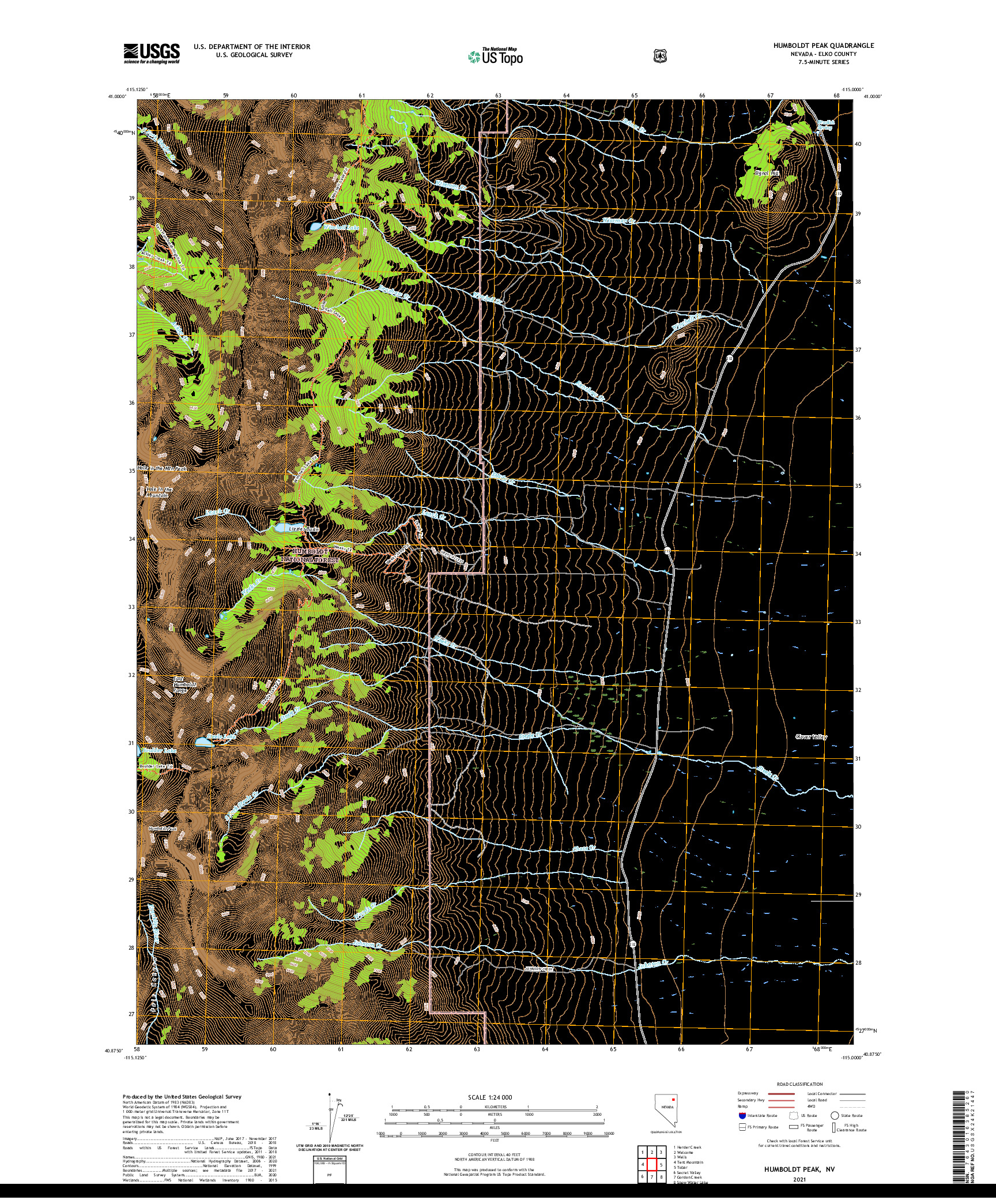 US TOPO 7.5-MINUTE MAP FOR HUMBOLDT PEAK, NV