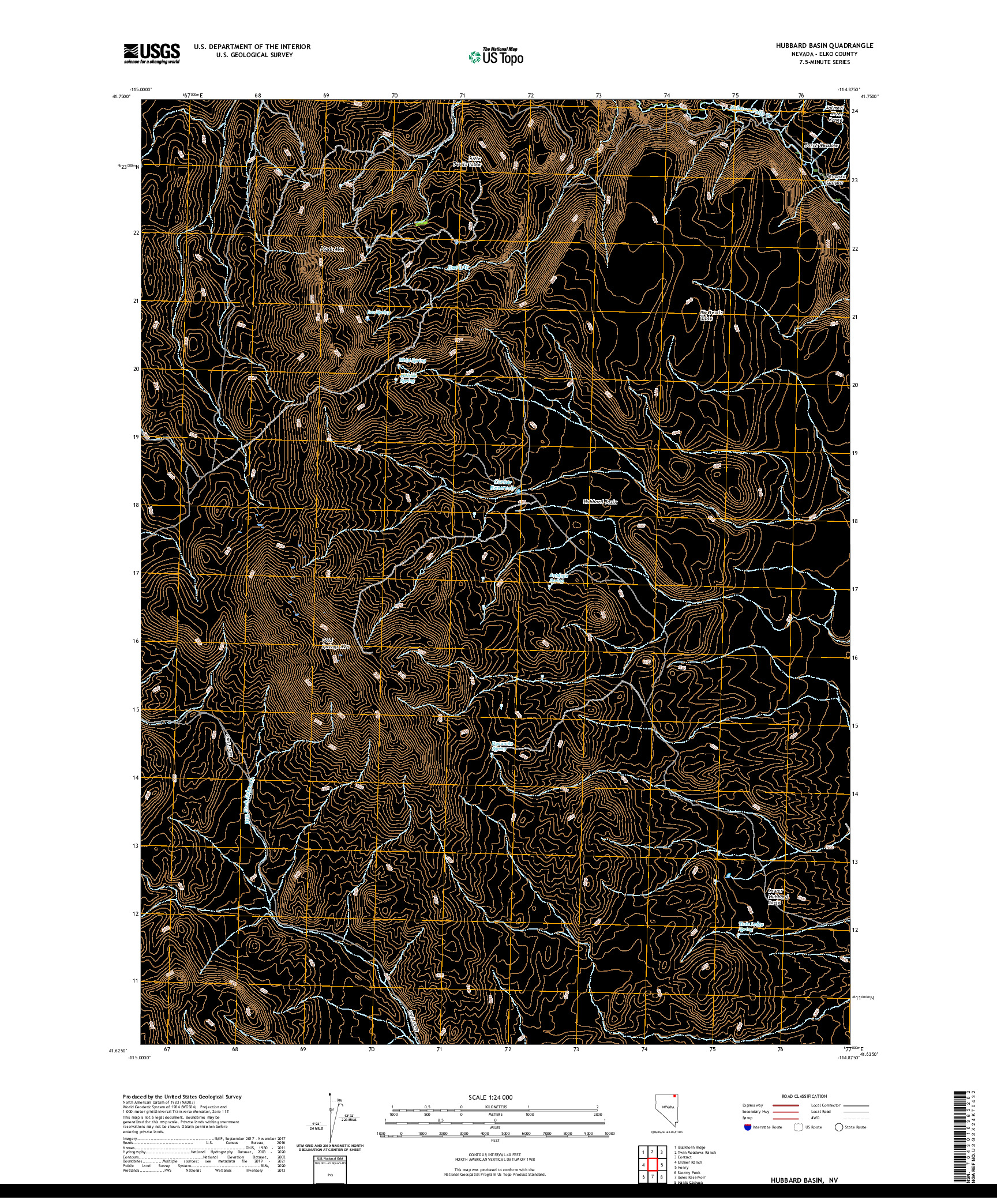 US TOPO 7.5-MINUTE MAP FOR HUBBARD BASIN, NV