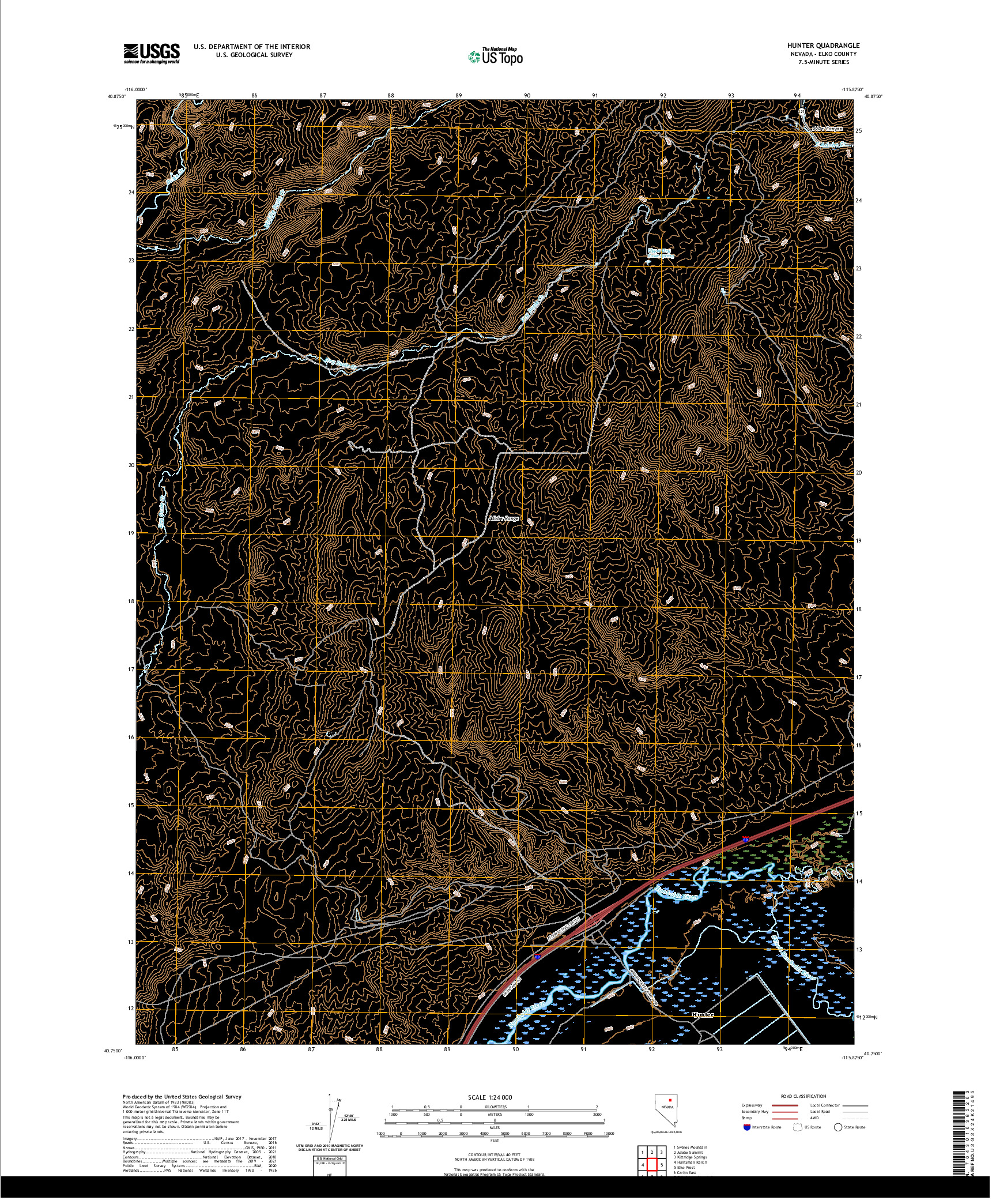 US TOPO 7.5-MINUTE MAP FOR HUNTER, NV