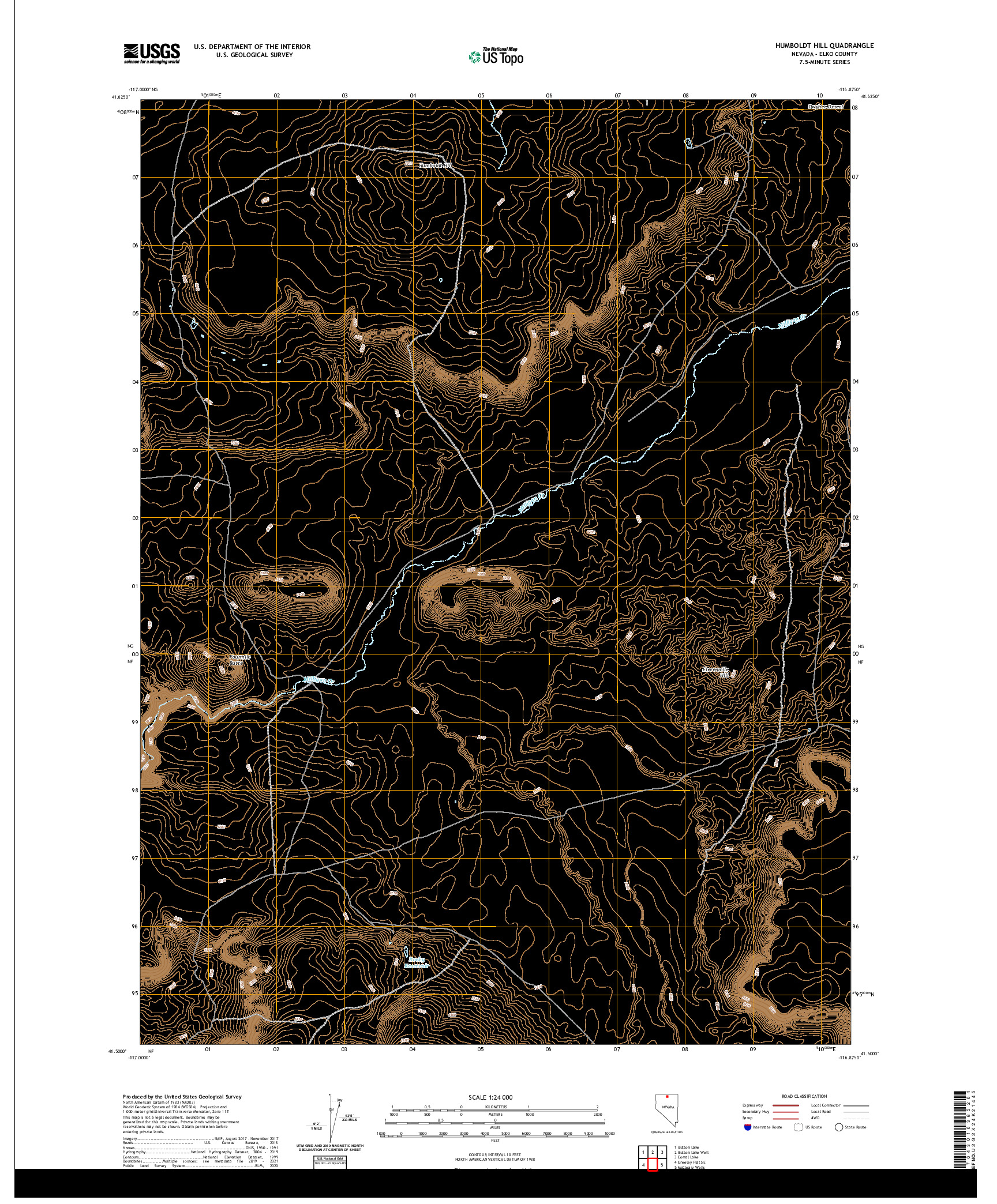 US TOPO 7.5-MINUTE MAP FOR HUMBOLDT HILL, NV