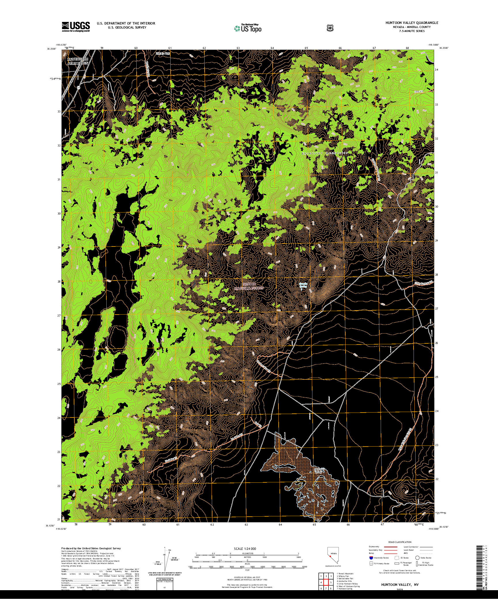 US TOPO 7.5-MINUTE MAP FOR HUNTOON VALLEY, NV