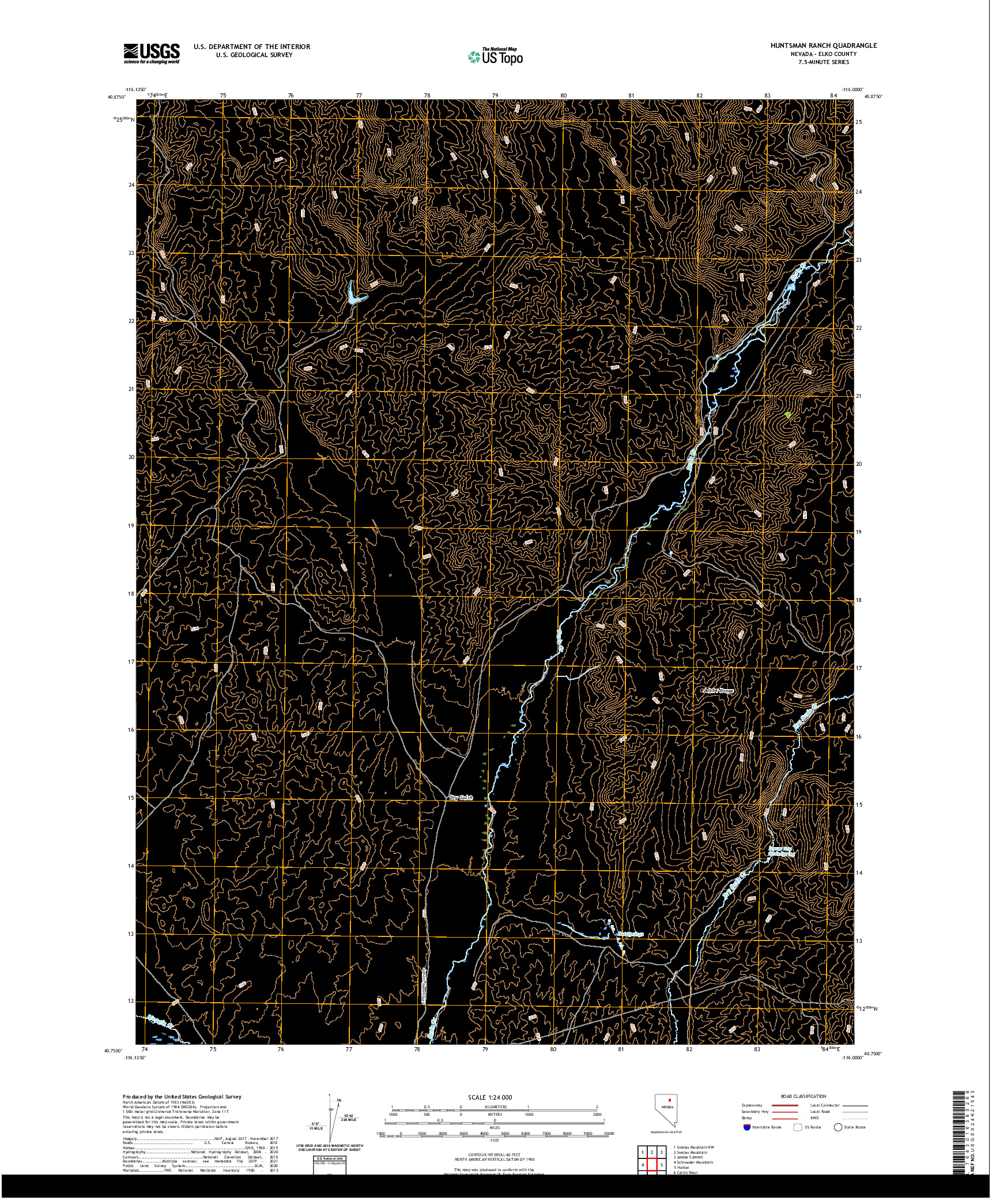 US TOPO 7.5-MINUTE MAP FOR HUNTSMAN RANCH, NV