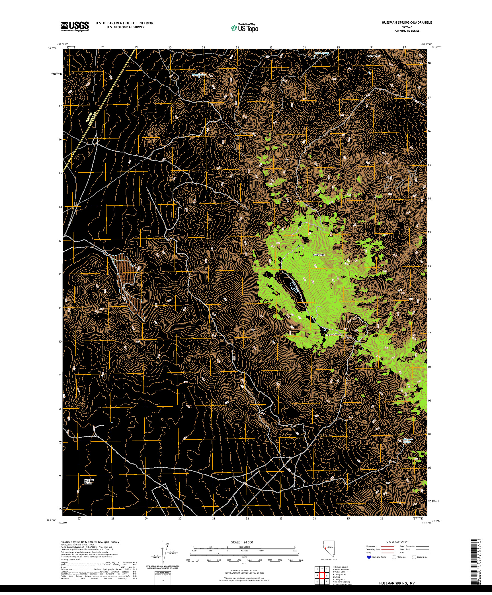 US TOPO 7.5-MINUTE MAP FOR HUSSMAN SPRING, NV