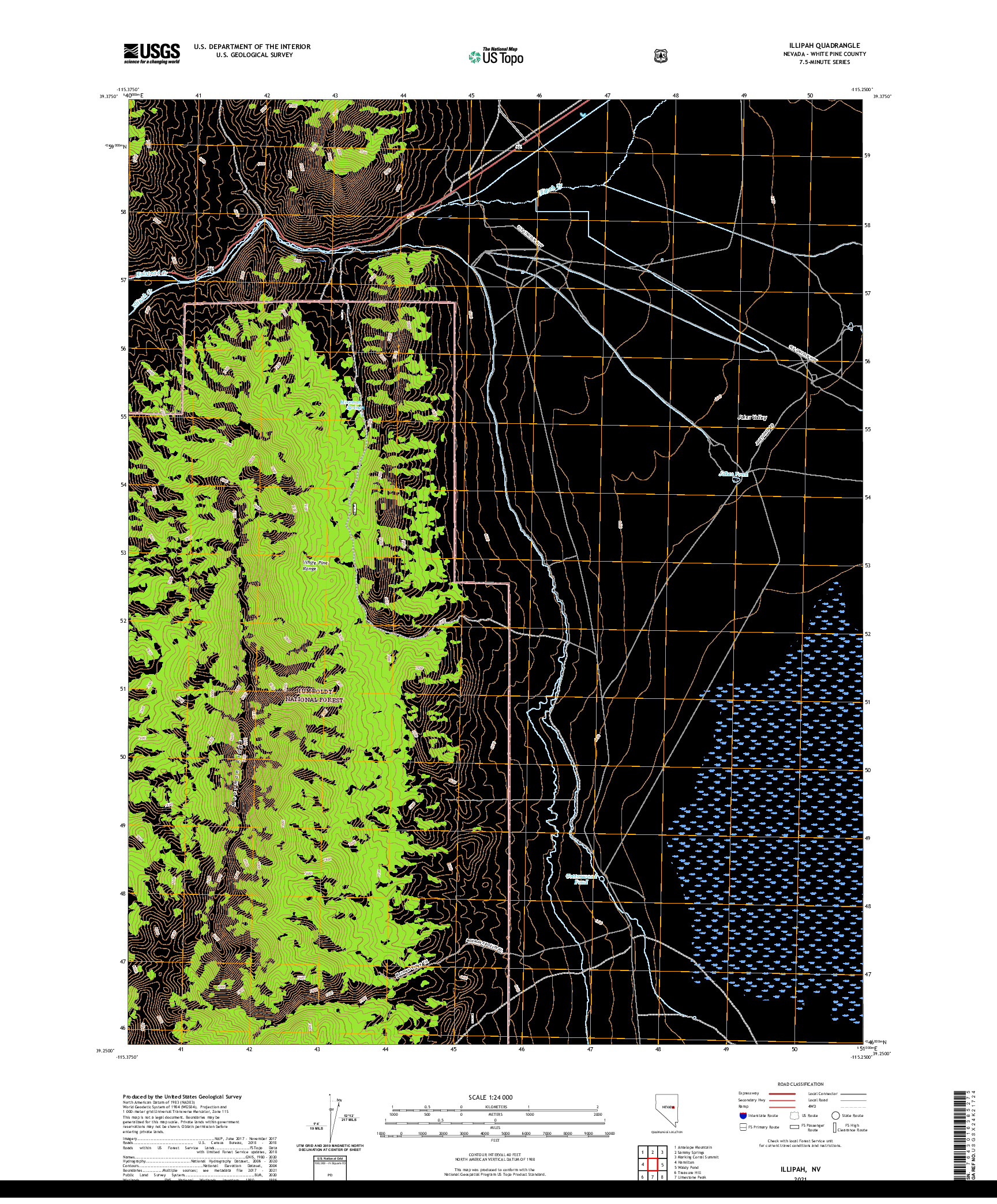 US TOPO 7.5-MINUTE MAP FOR ILLIPAH, NV