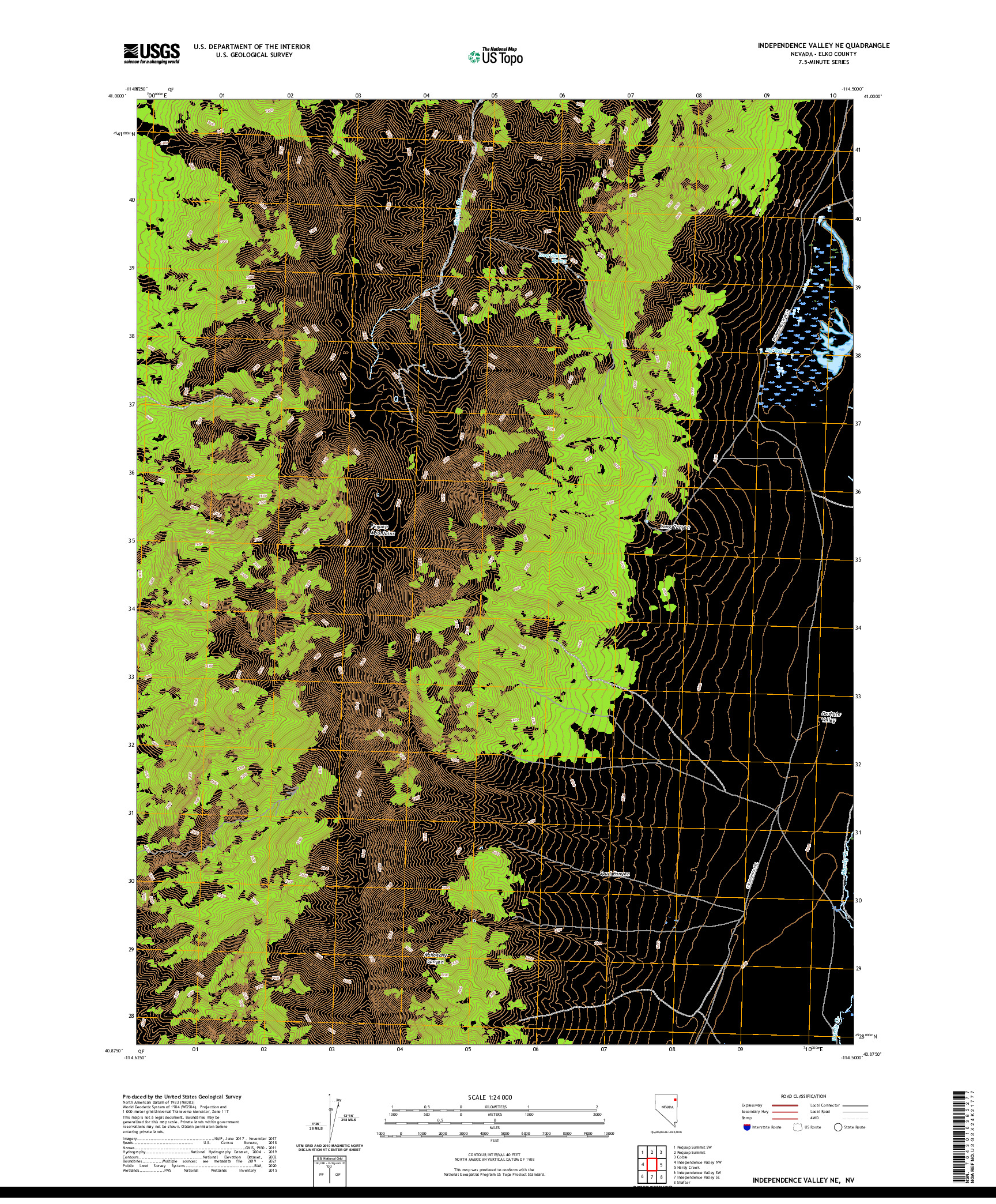 US TOPO 7.5-MINUTE MAP FOR INDEPENDENCE VALLEY NE, NV