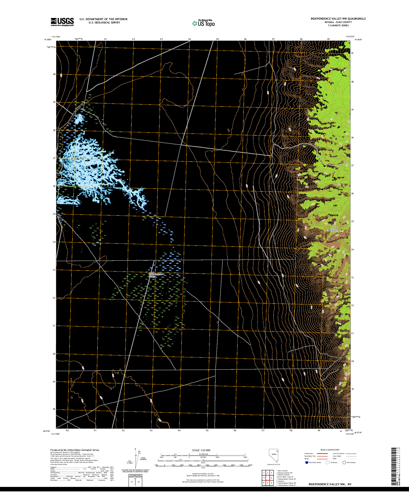 US TOPO 7.5-MINUTE MAP FOR INDEPENDENCE VALLEY NW, NV