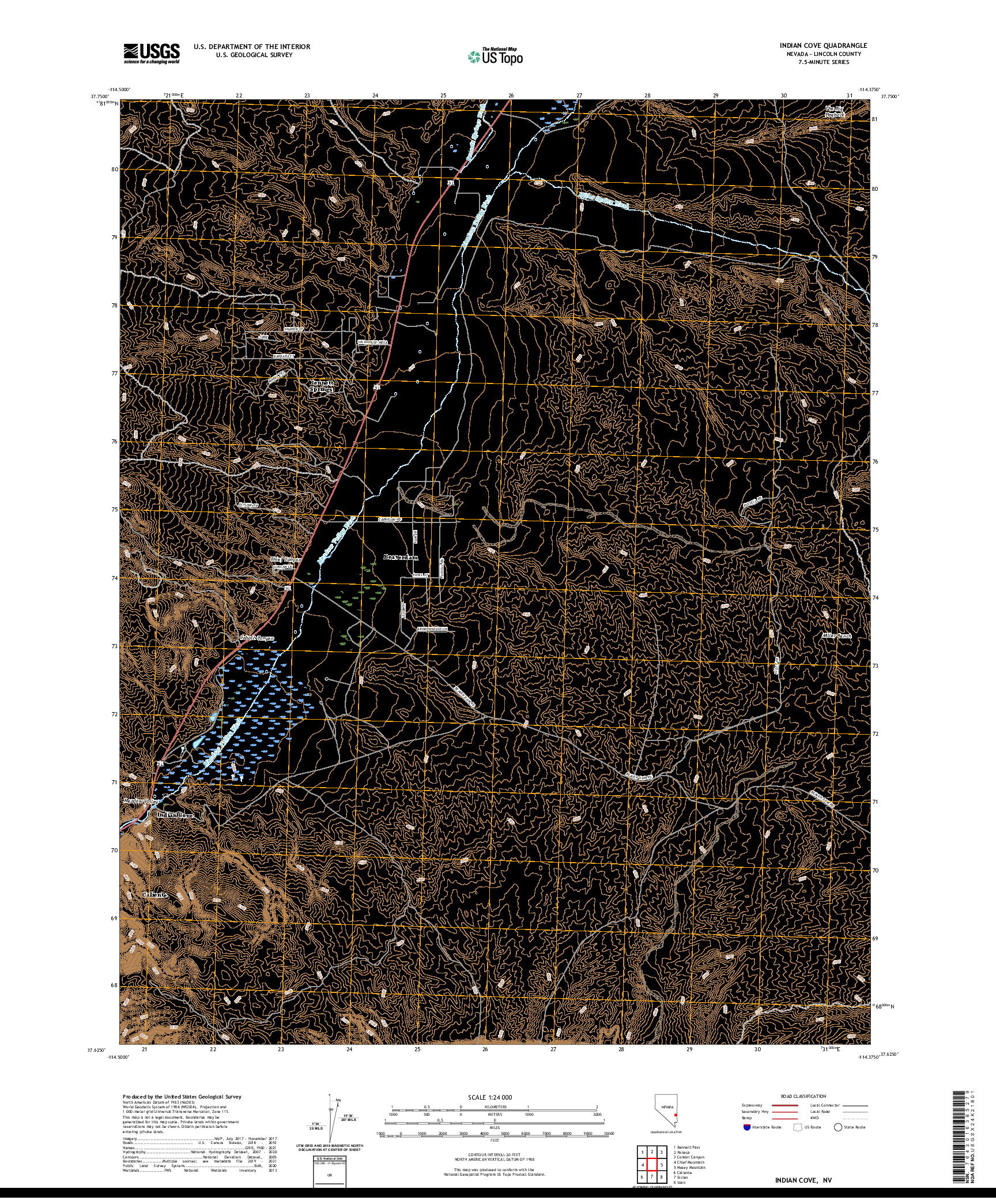 US TOPO 7.5-MINUTE MAP FOR INDIAN COVE, NV