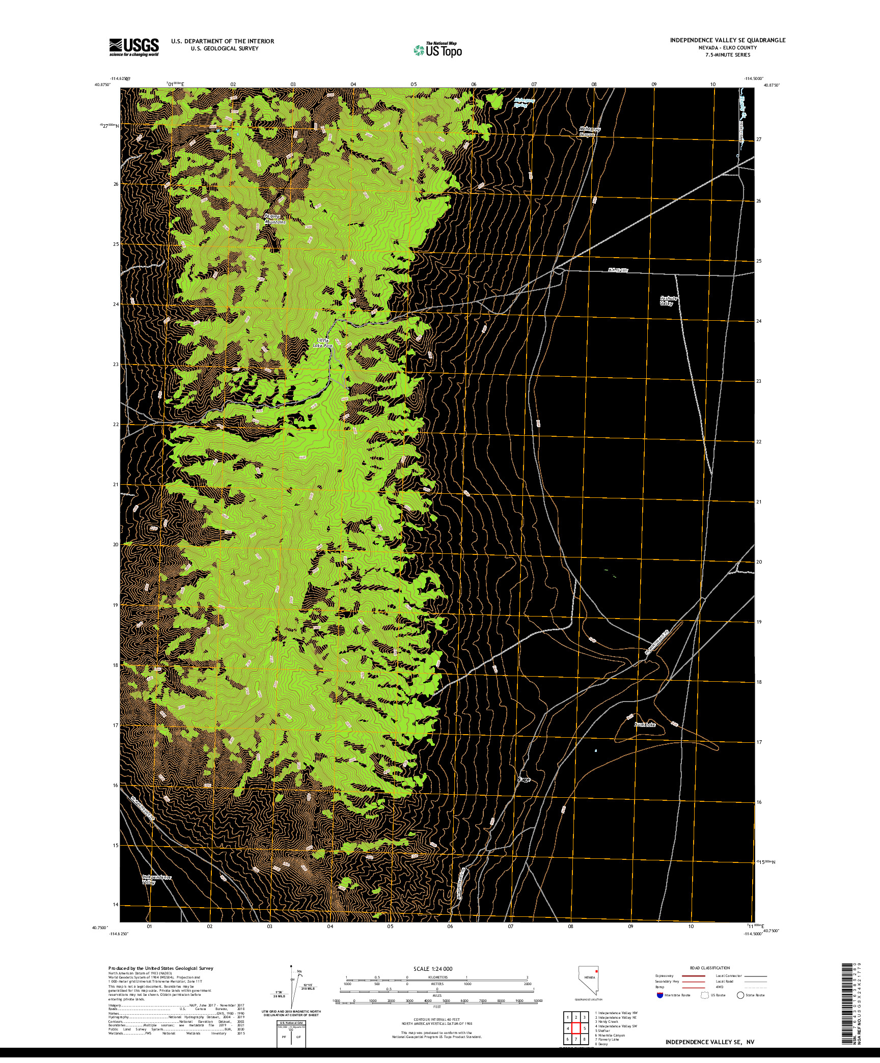 US TOPO 7.5-MINUTE MAP FOR INDEPENDENCE VALLEY SE, NV