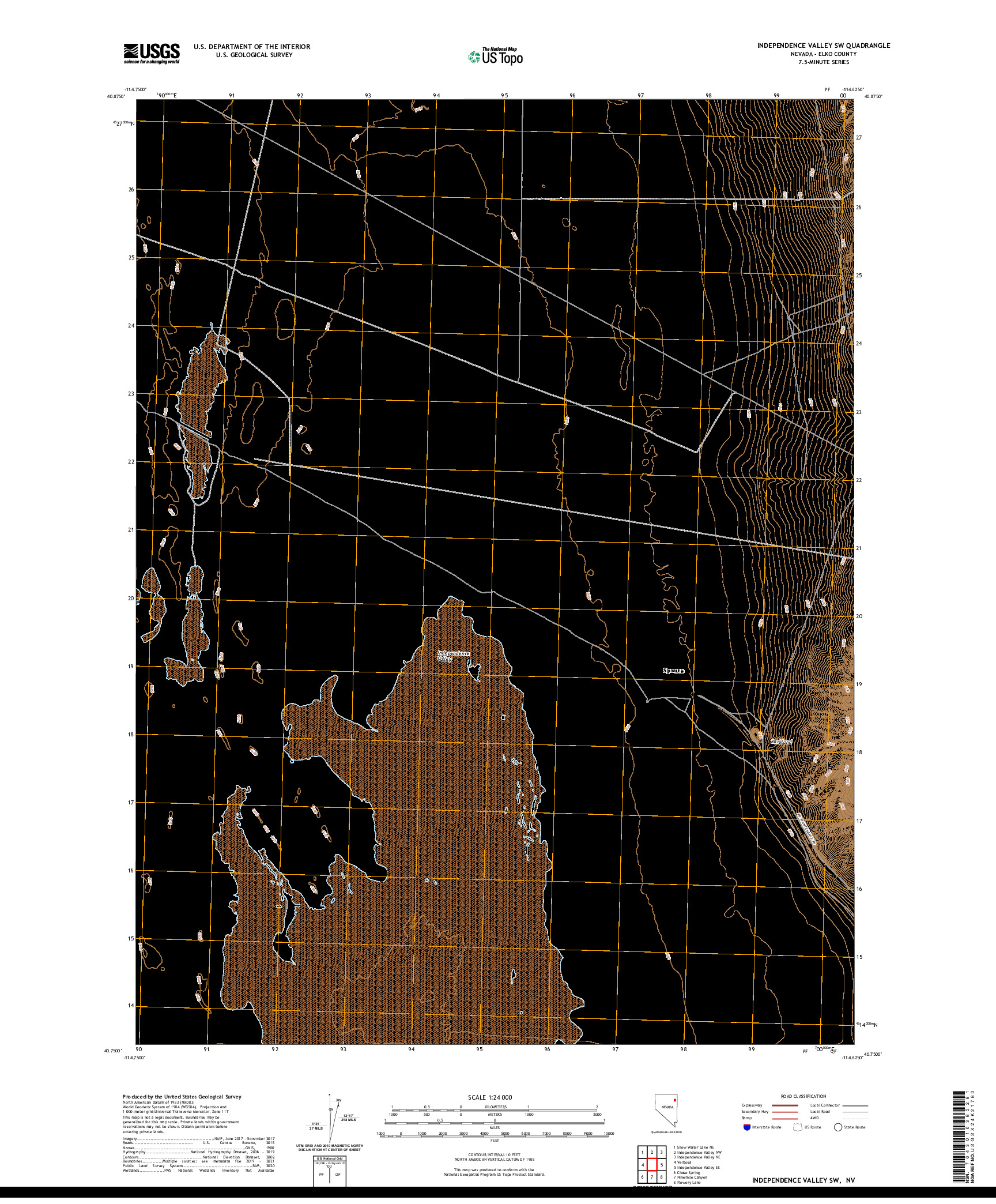 US TOPO 7.5-MINUTE MAP FOR INDEPENDENCE VALLEY SW, NV