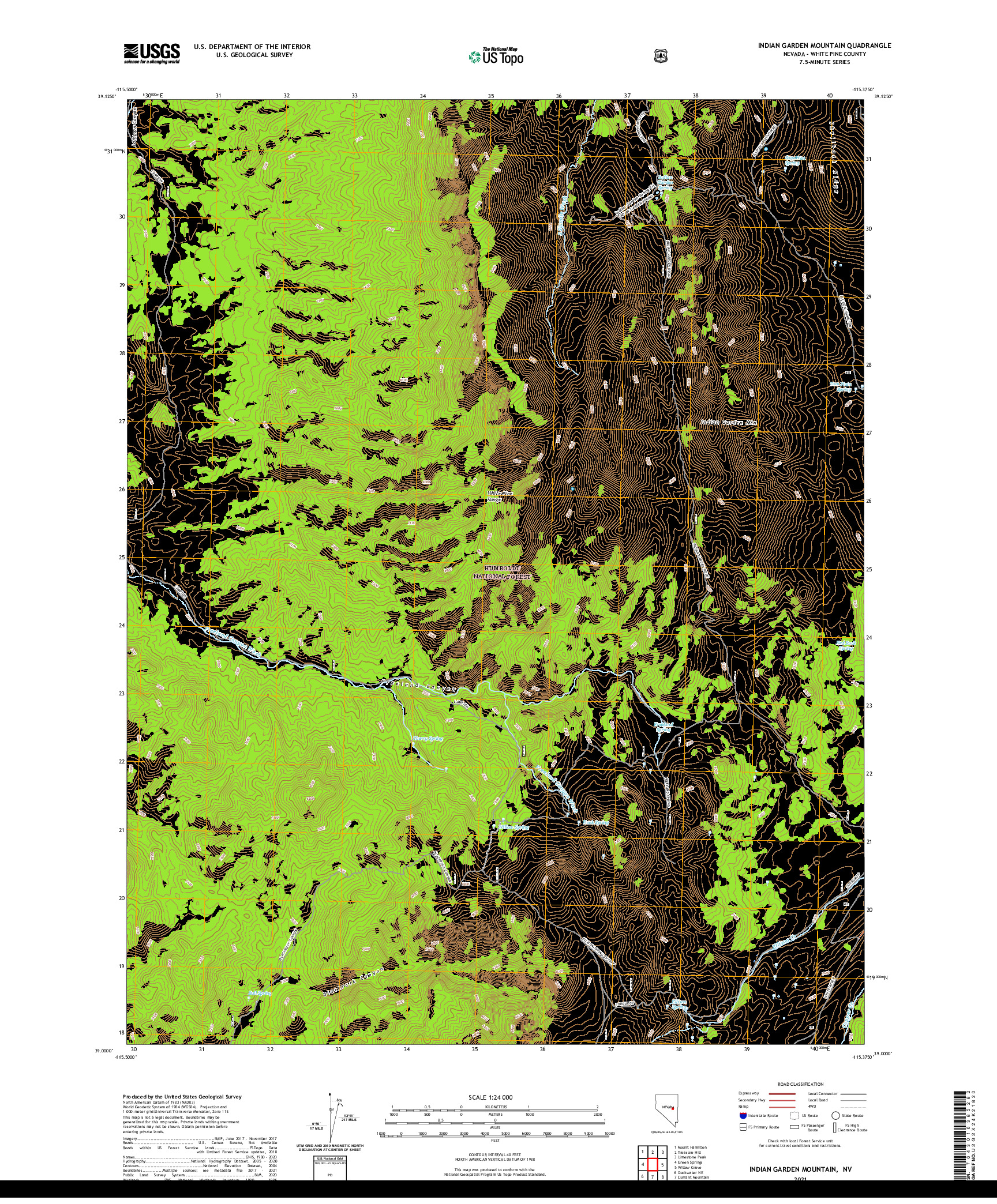 US TOPO 7.5-MINUTE MAP FOR INDIAN GARDEN MOUNTAIN, NV