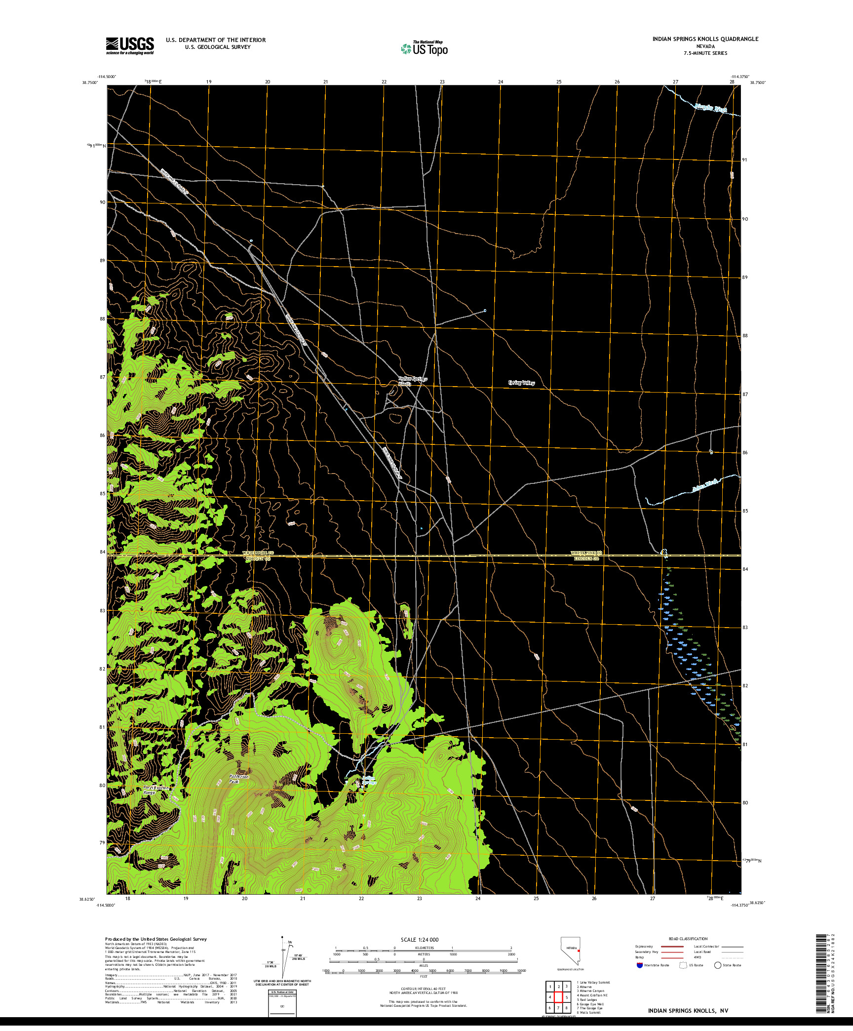 US TOPO 7.5-MINUTE MAP FOR INDIAN SPRINGS KNOLLS, NV