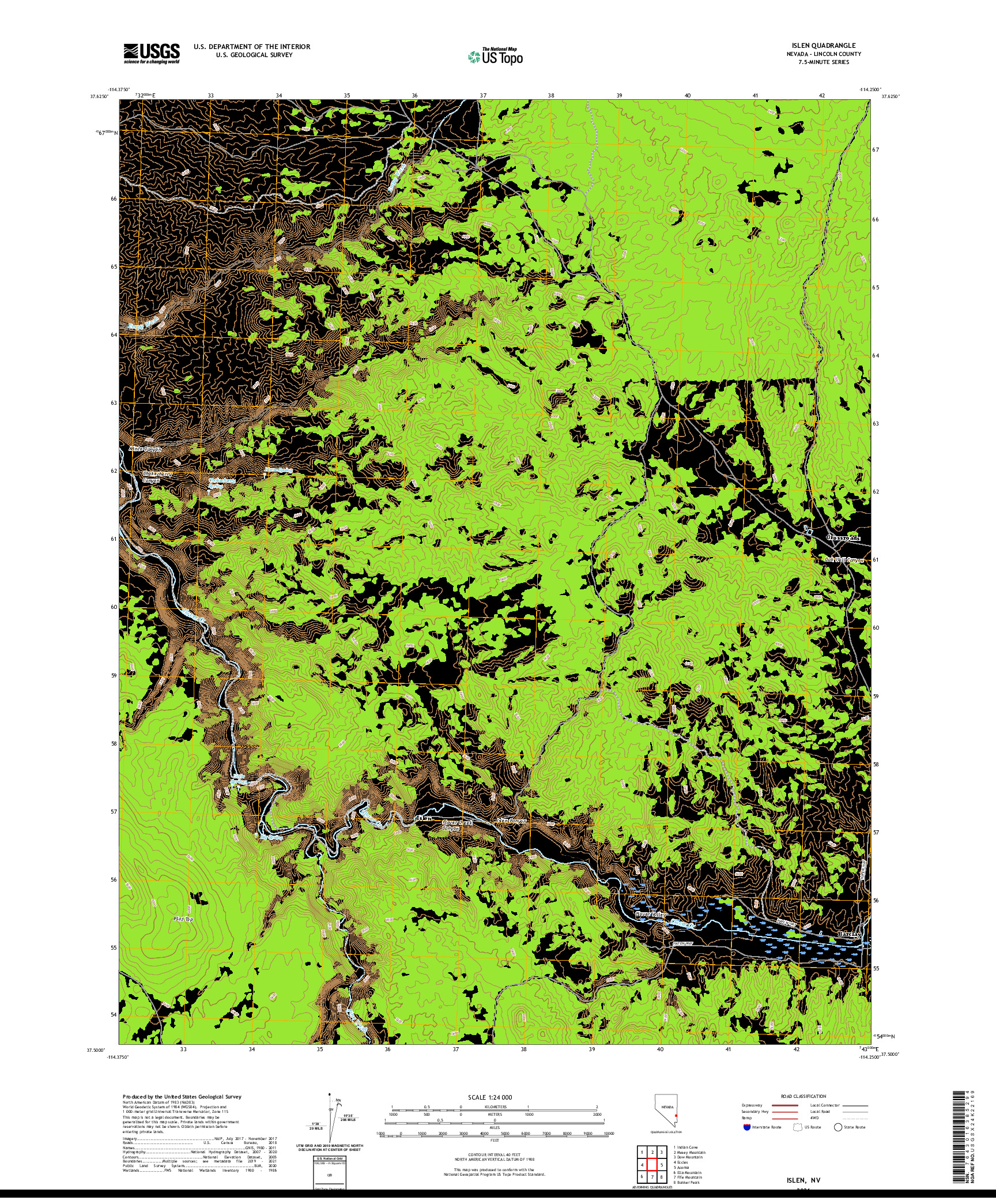 US TOPO 7.5-MINUTE MAP FOR ISLEN, NV