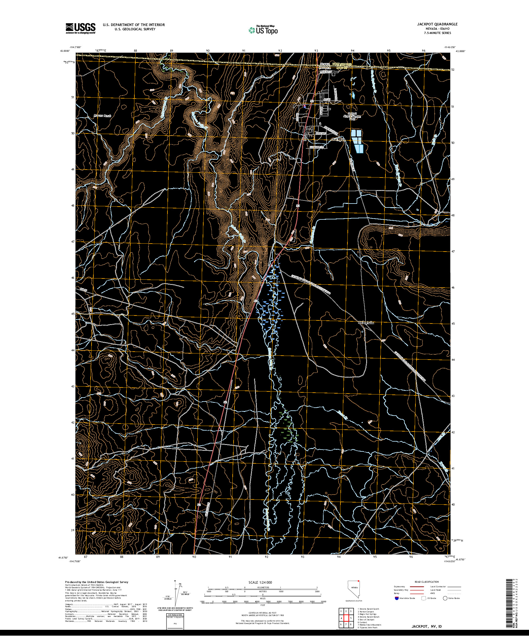 US TOPO 7.5-MINUTE MAP FOR JACKPOT, NV,ID