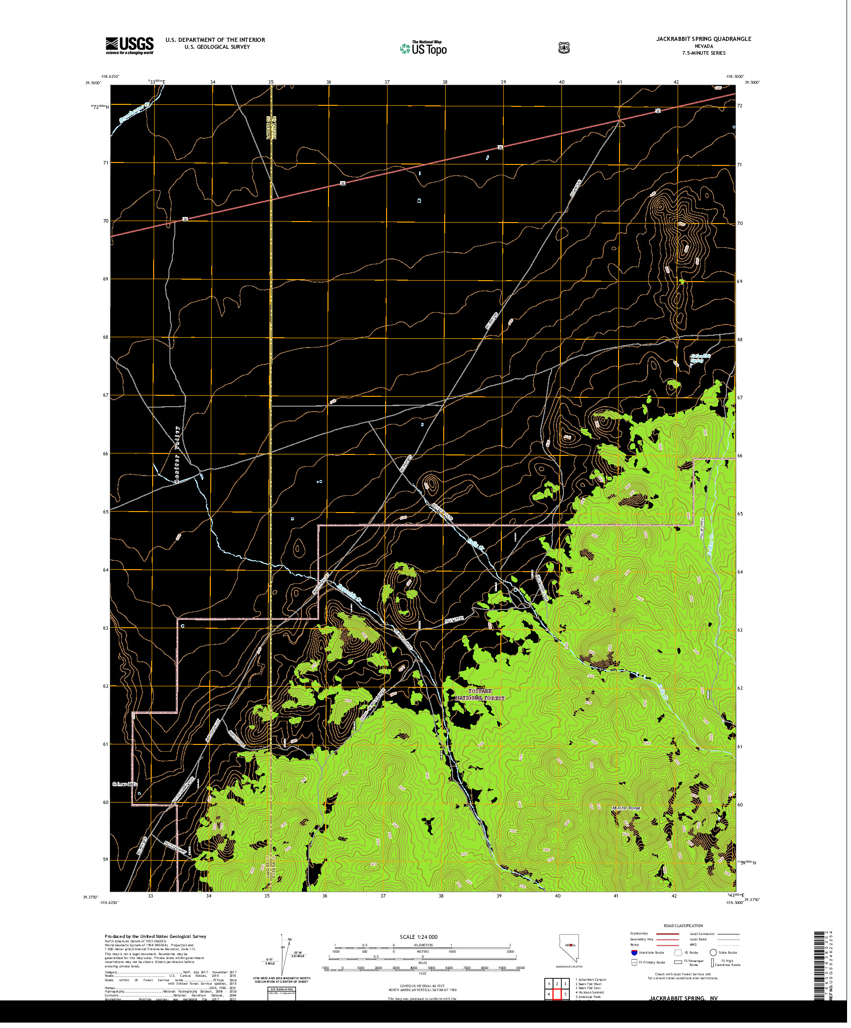 US TOPO 7.5-MINUTE MAP FOR JACKRABBIT SPRING, NV