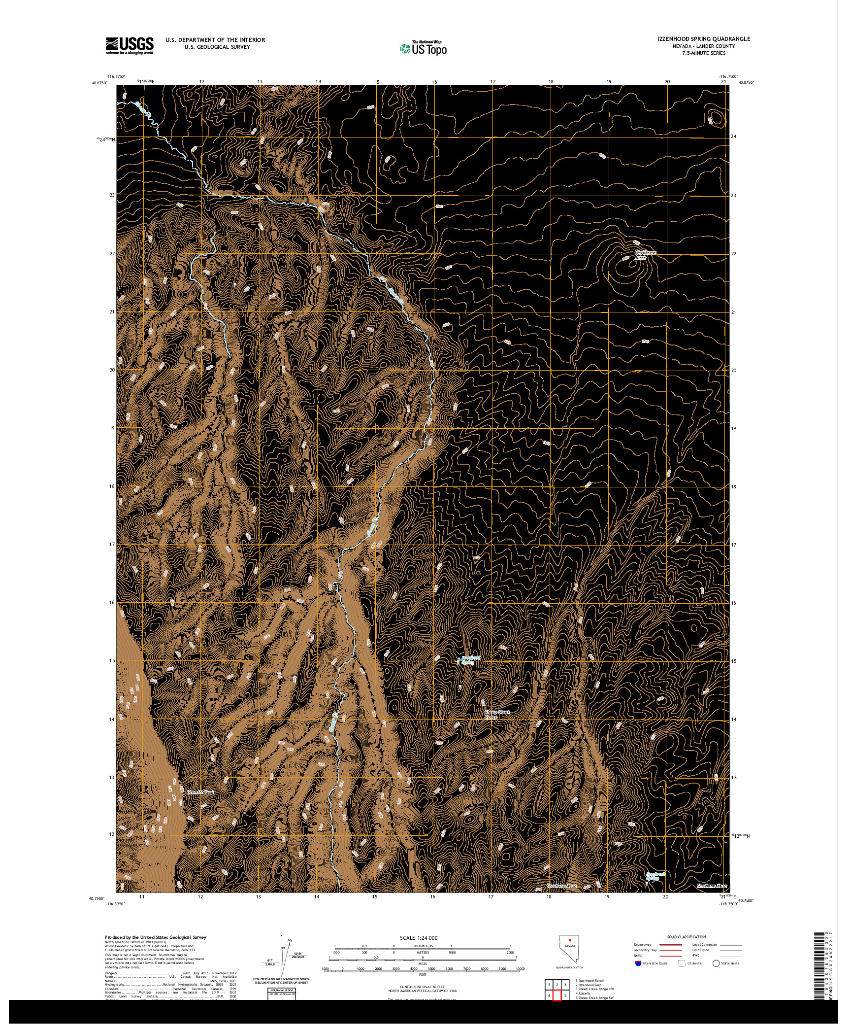 US TOPO 7.5-MINUTE MAP FOR IZZENHOOD SPRING, NV