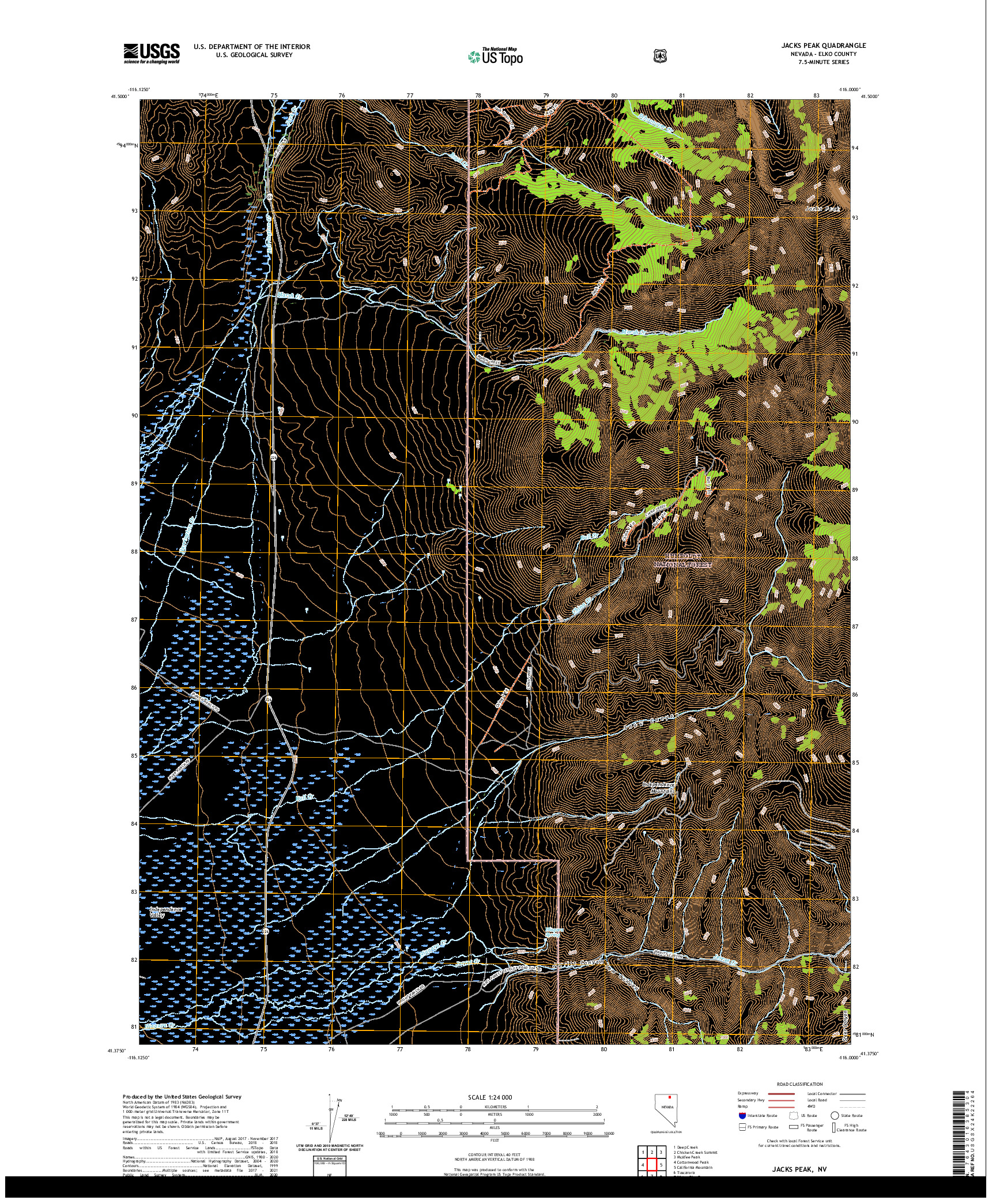 US TOPO 7.5-MINUTE MAP FOR JACKS PEAK, NV