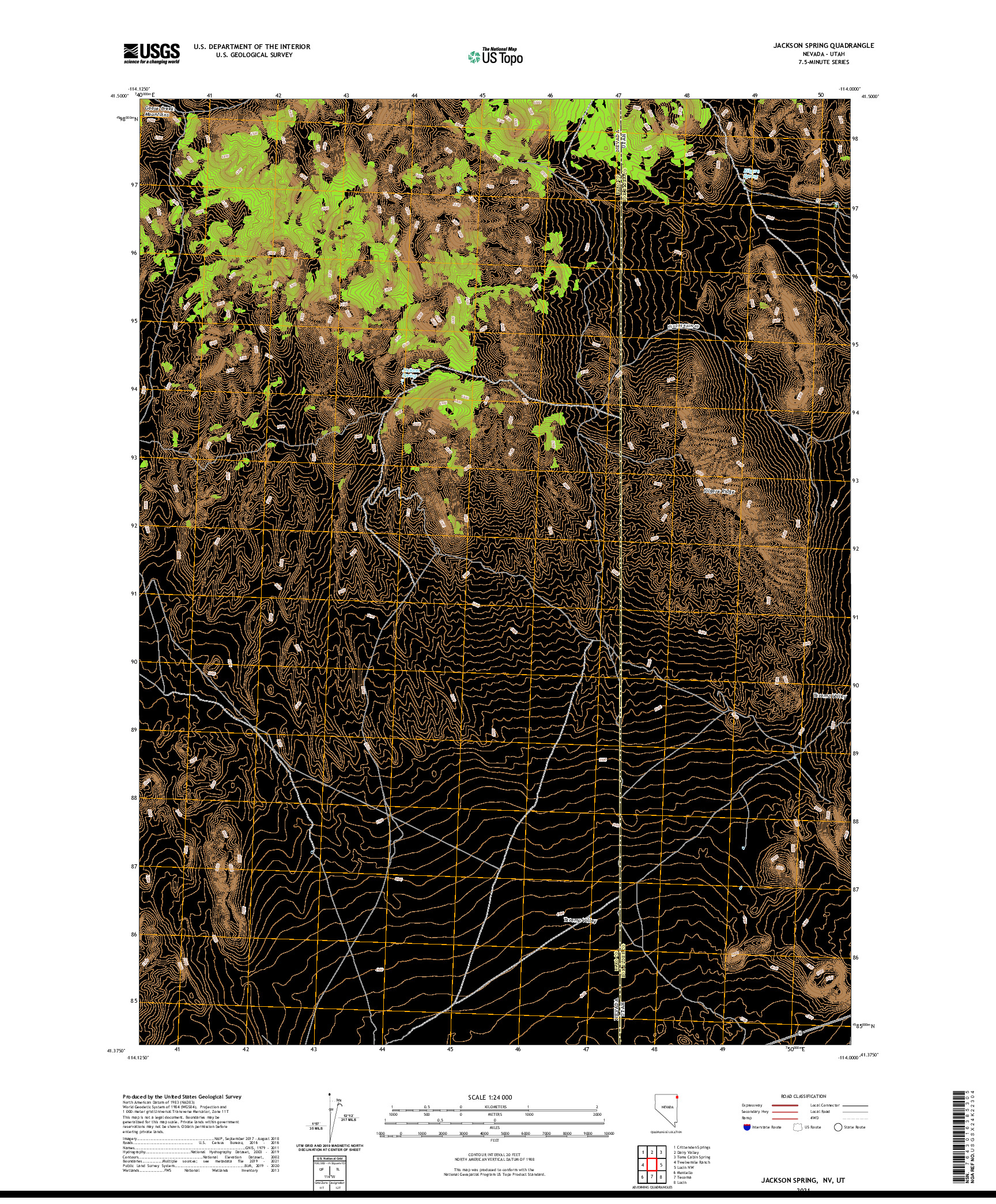 US TOPO 7.5-MINUTE MAP FOR JACKSON SPRING, NV,UT