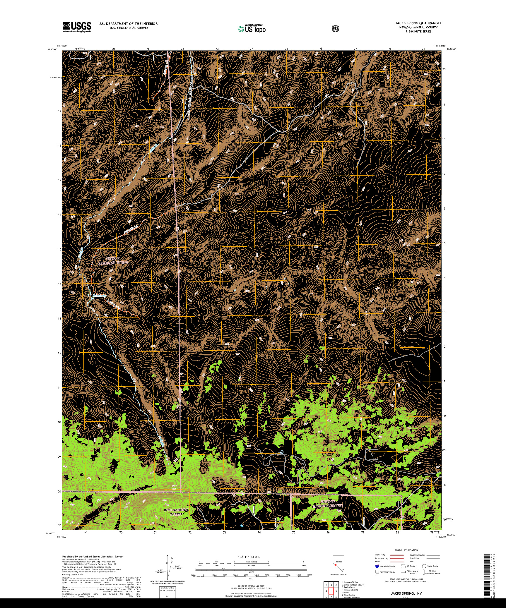 US TOPO 7.5-MINUTE MAP FOR JACKS SPRING, NV