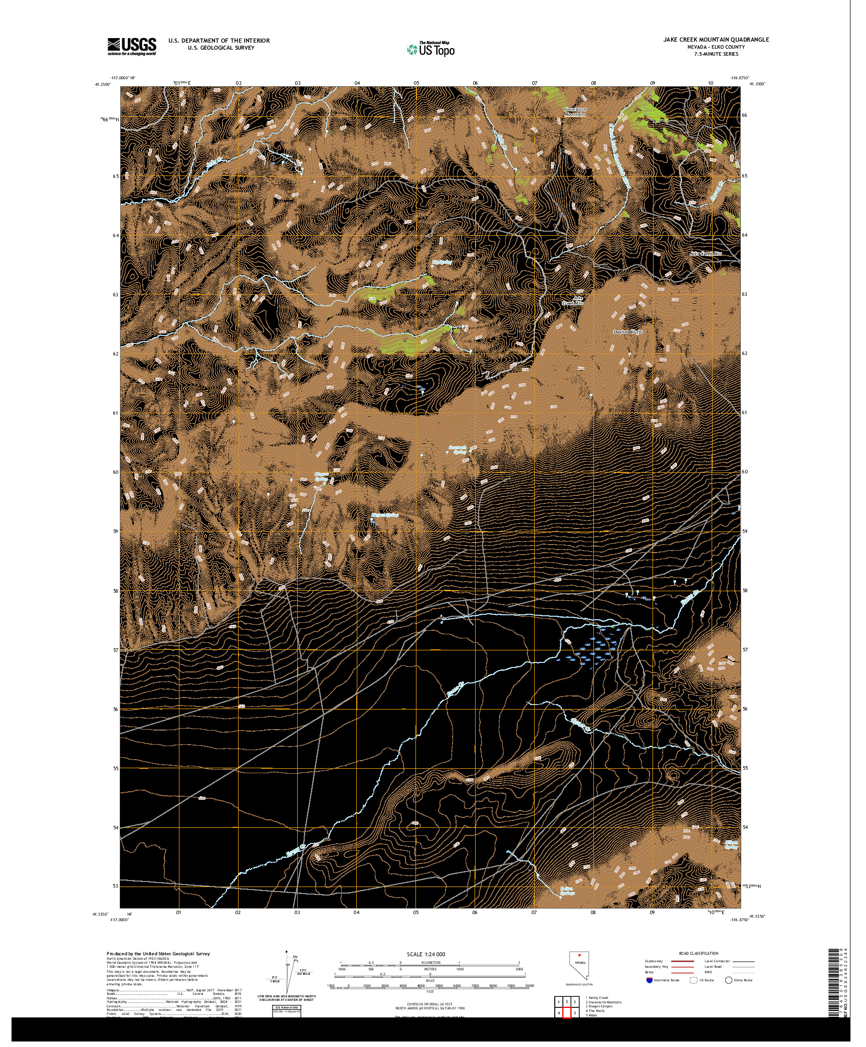 US TOPO 7.5-MINUTE MAP FOR JAKE CREEK MOUNTAIN, NV