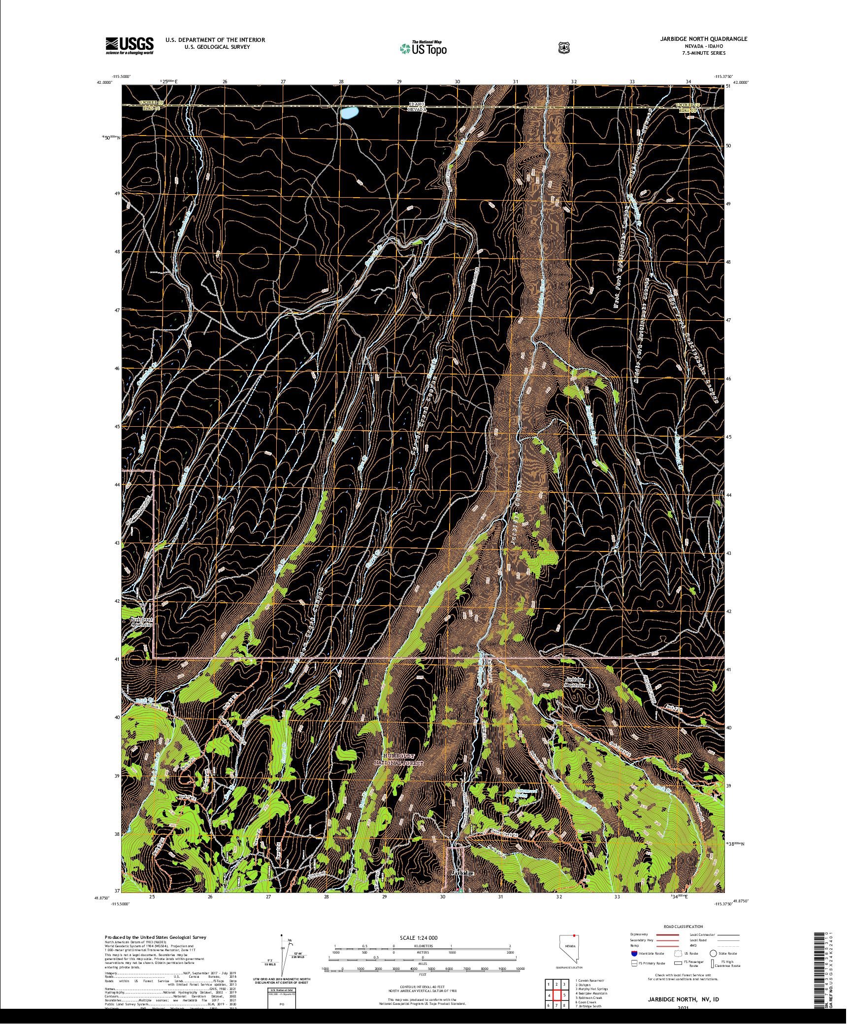 US TOPO 7.5-MINUTE MAP FOR JARBIDGE NORTH, NV,ID