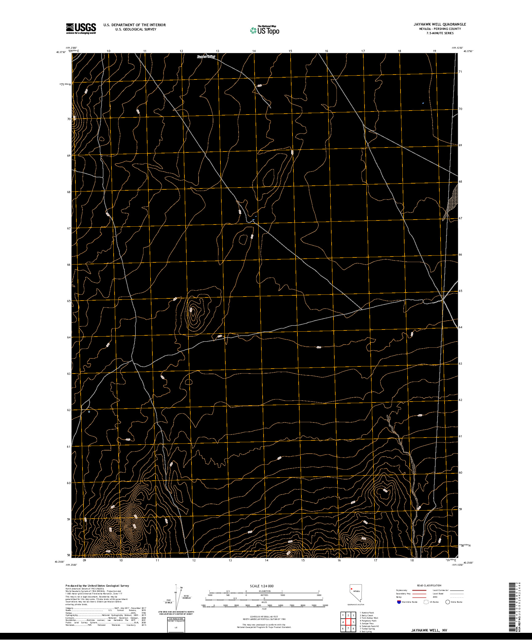 US TOPO 7.5-MINUTE MAP FOR JAYHAWK WELL, NV