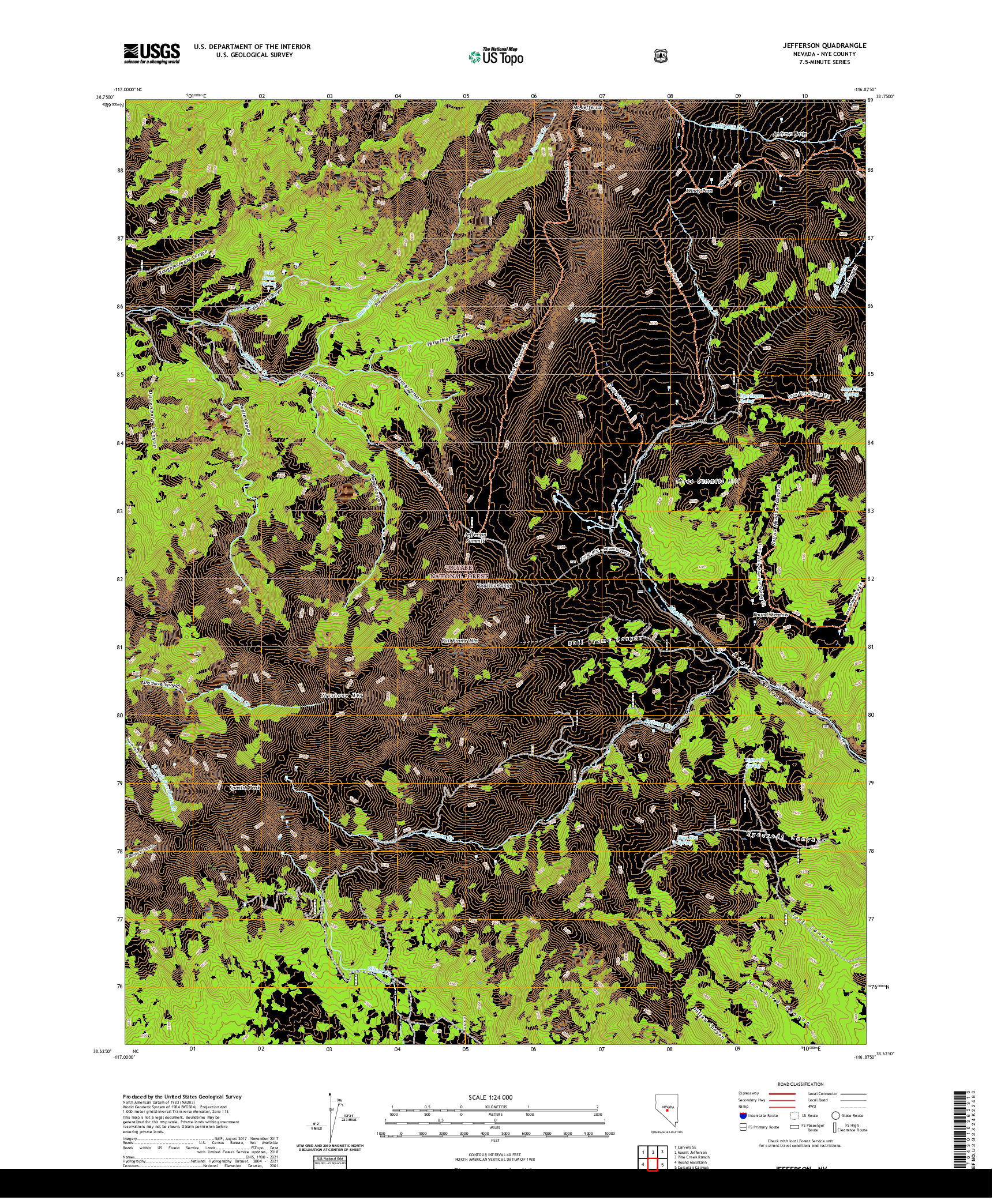 US TOPO 7.5-MINUTE MAP FOR JEFFERSON, NV