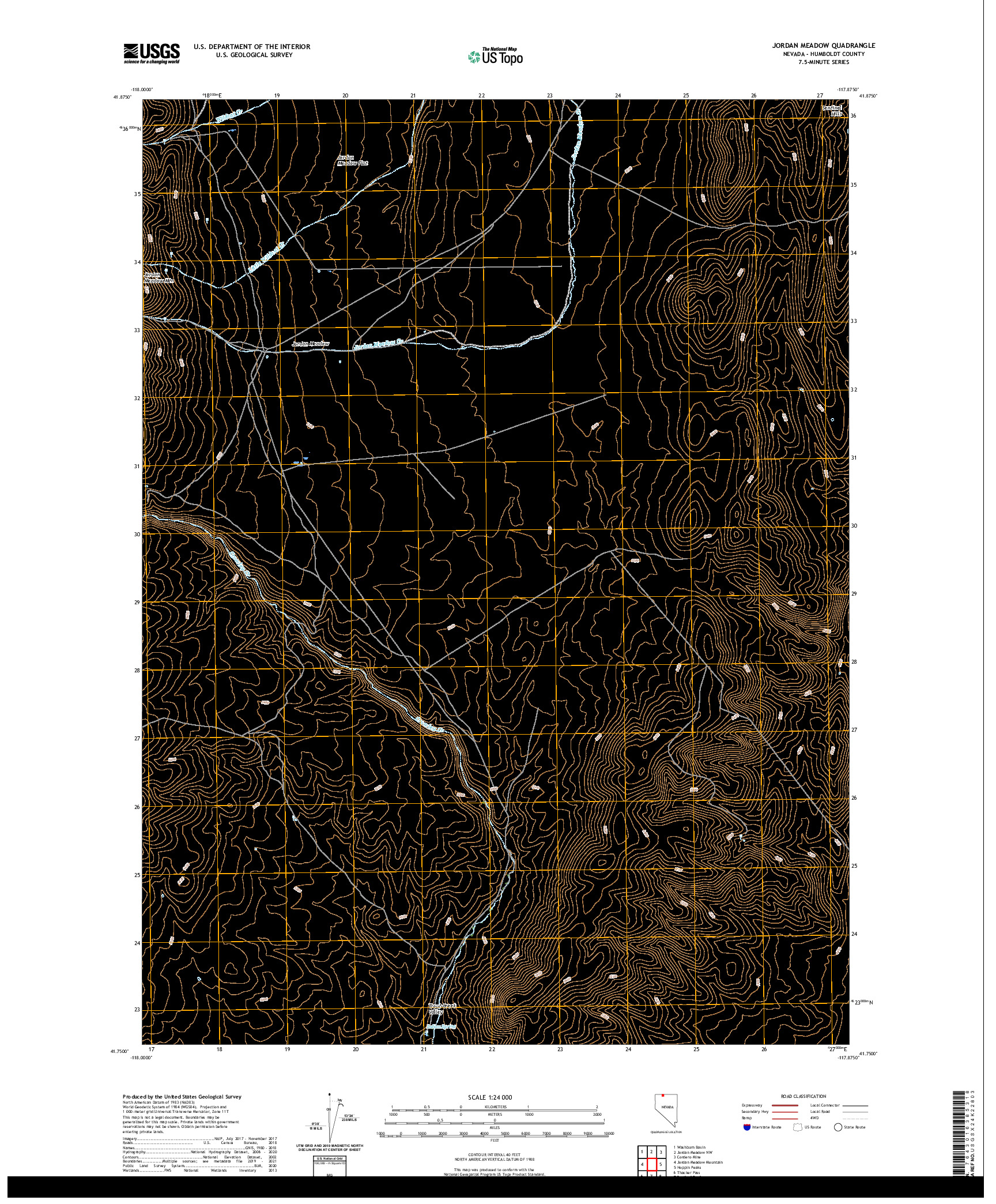 US TOPO 7.5-MINUTE MAP FOR JORDAN MEADOW, NV