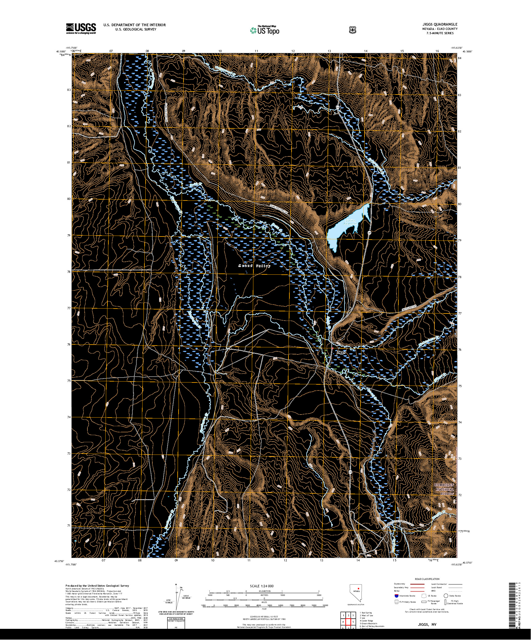 US TOPO 7.5-MINUTE MAP FOR JIGGS, NV