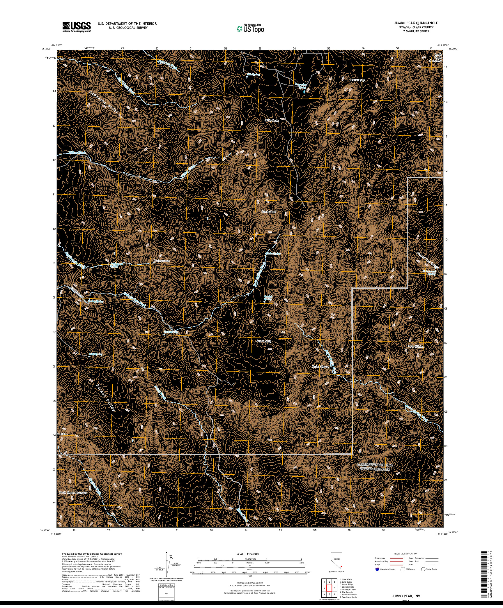 US TOPO 7.5-MINUTE MAP FOR JUMBO PEAK, NV