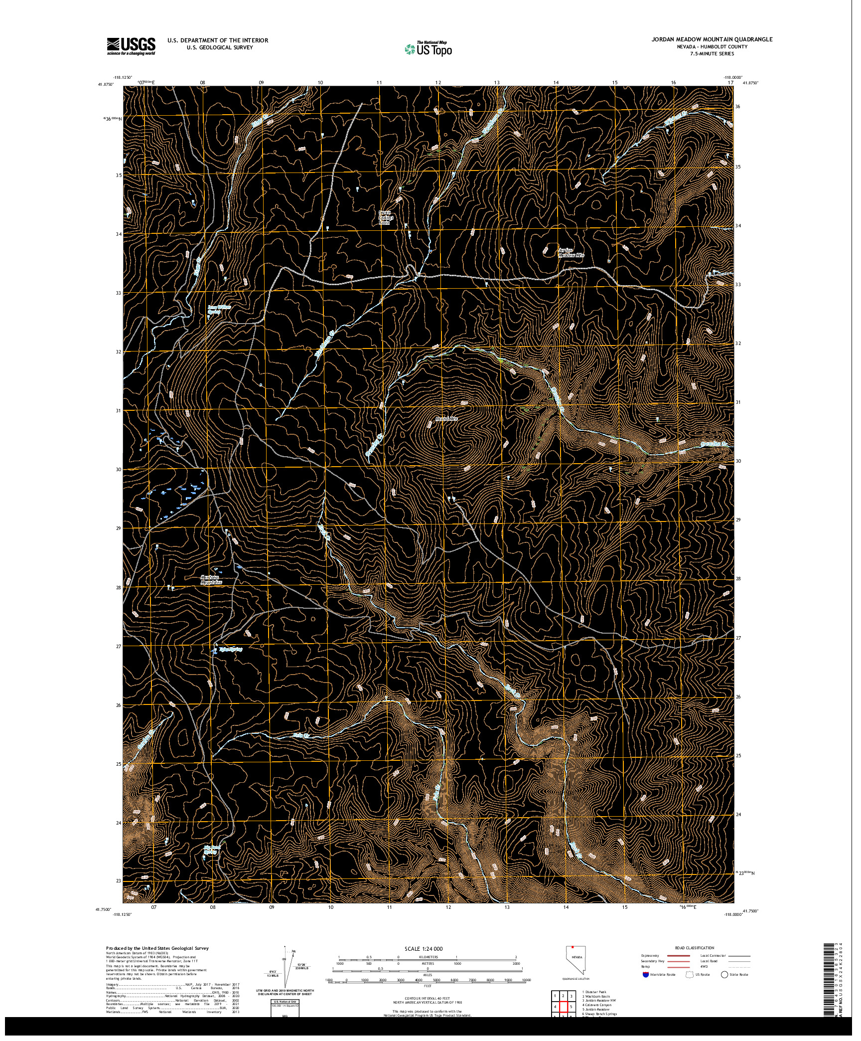 US TOPO 7.5-MINUTE MAP FOR JORDAN MEADOW MOUNTAIN, NV