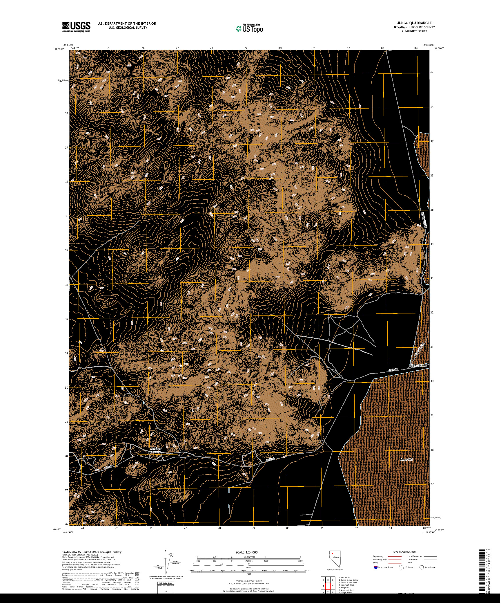 US TOPO 7.5-MINUTE MAP FOR JUNGO, NV