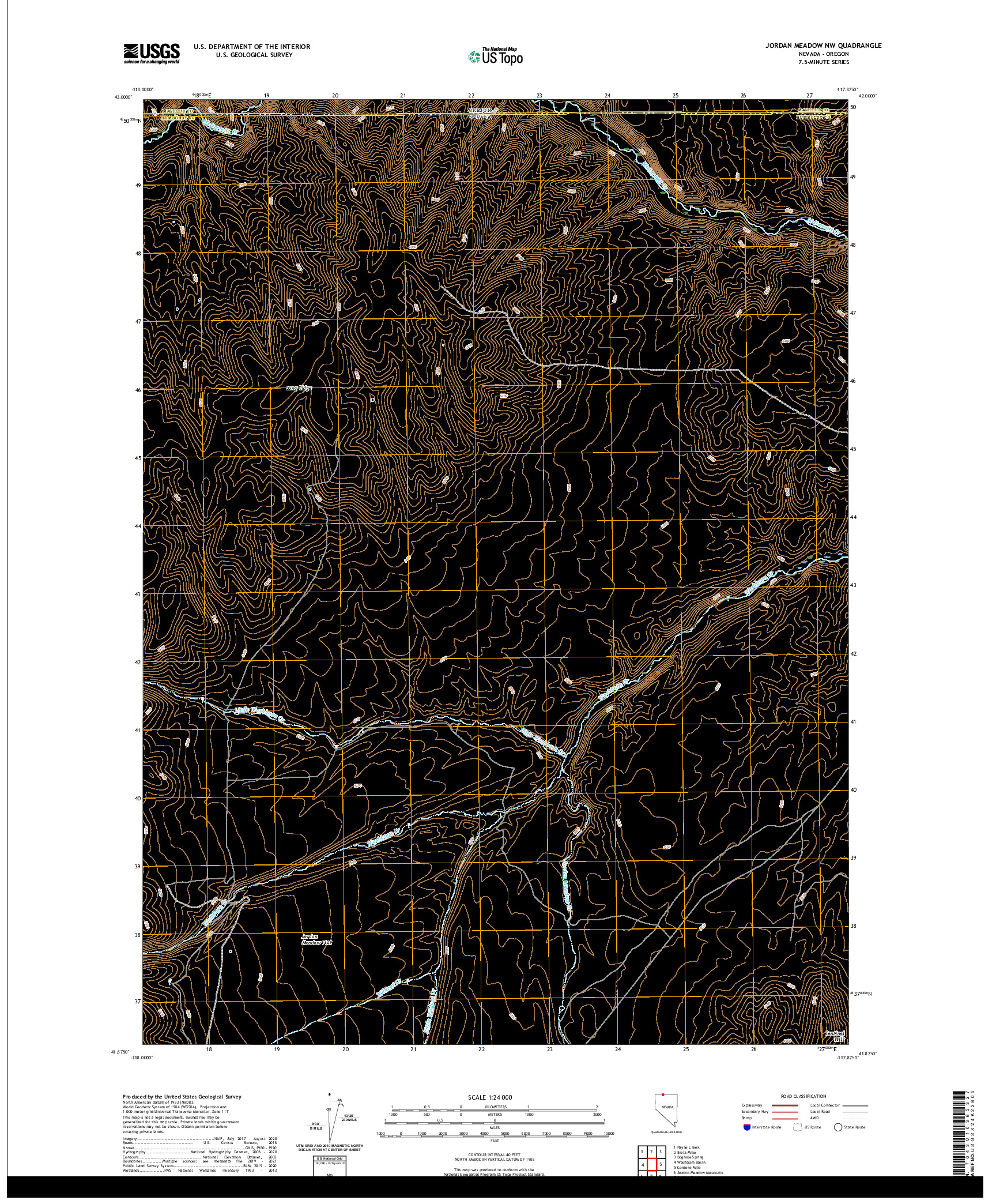 US TOPO 7.5-MINUTE MAP FOR JORDAN MEADOW NW, NV,OR