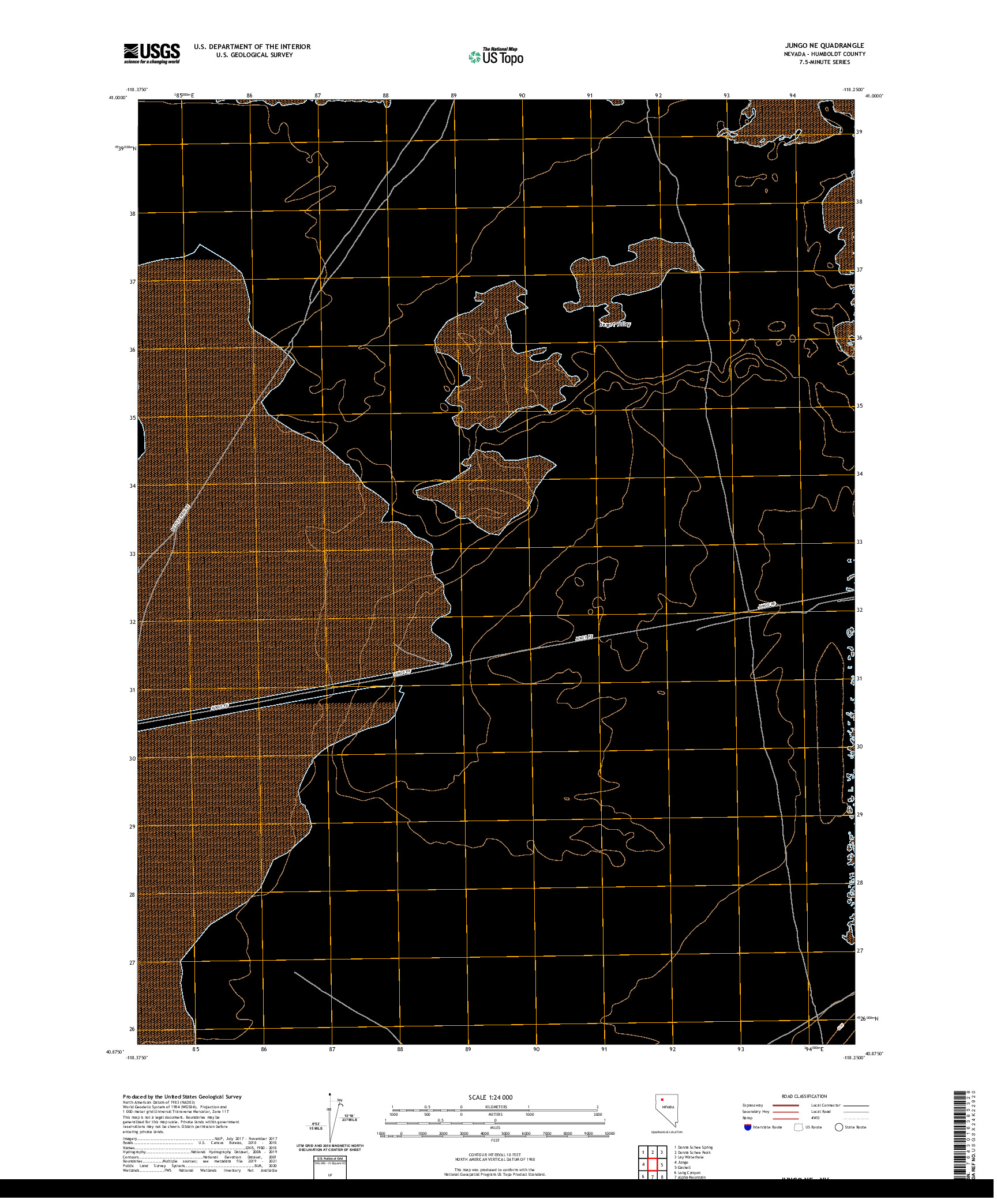 US TOPO 7.5-MINUTE MAP FOR JUNGO NE, NV