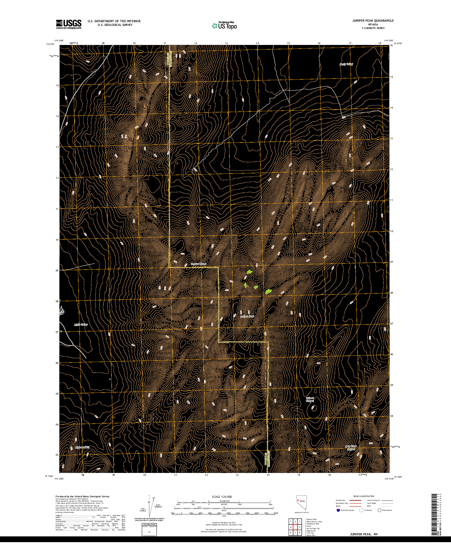 US TOPO 7.5-MINUTE MAP FOR JUNIPER PEAK, NV