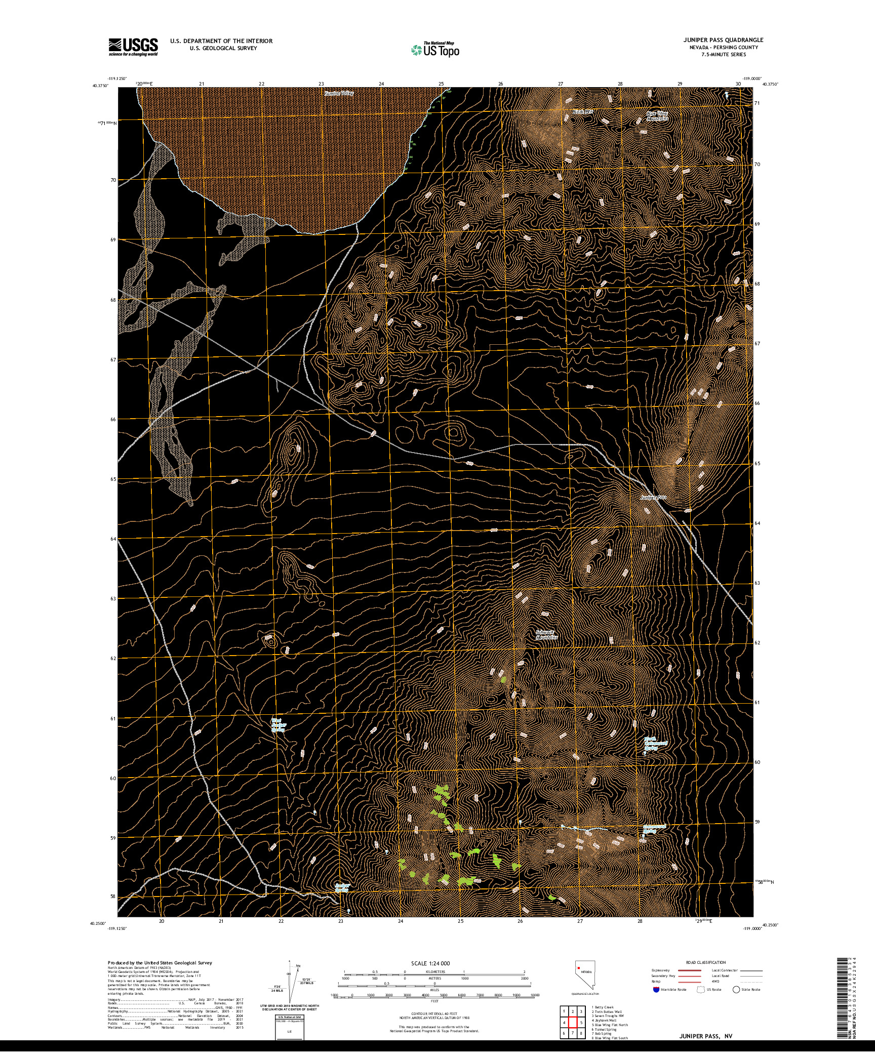 US TOPO 7.5-MINUTE MAP FOR JUNIPER PASS, NV