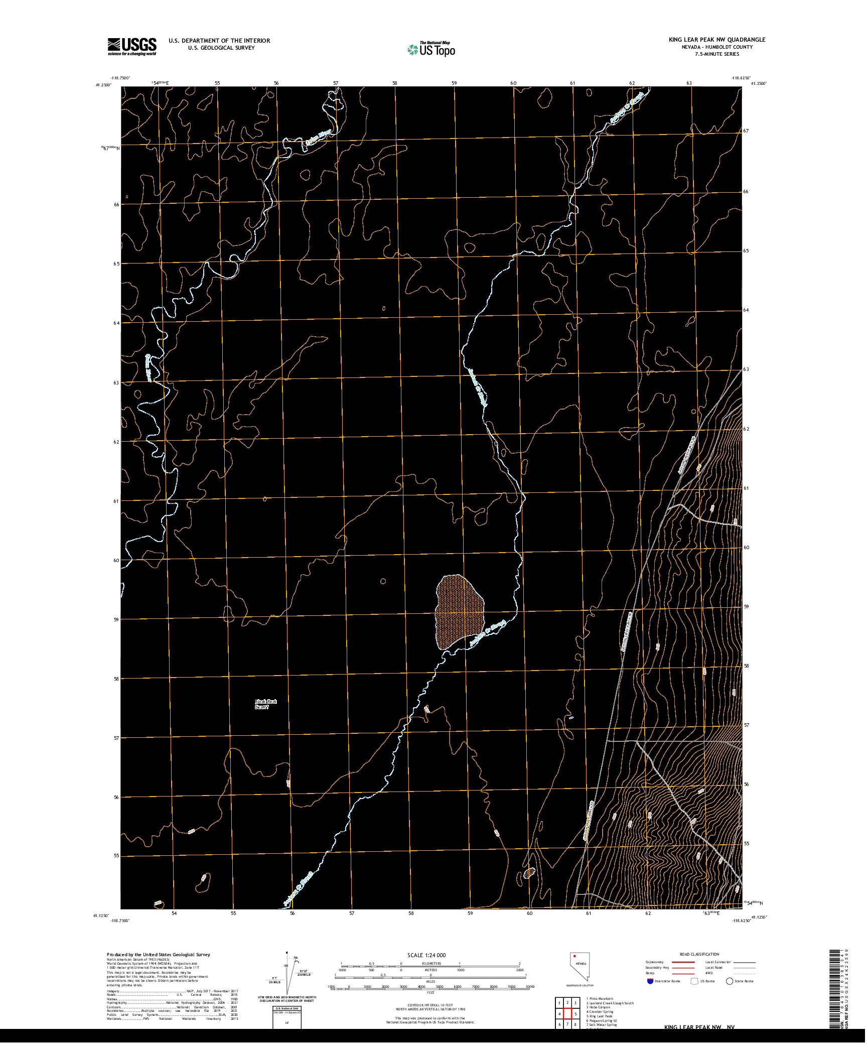 US TOPO 7.5-MINUTE MAP FOR KING LEAR PEAK NW, NV