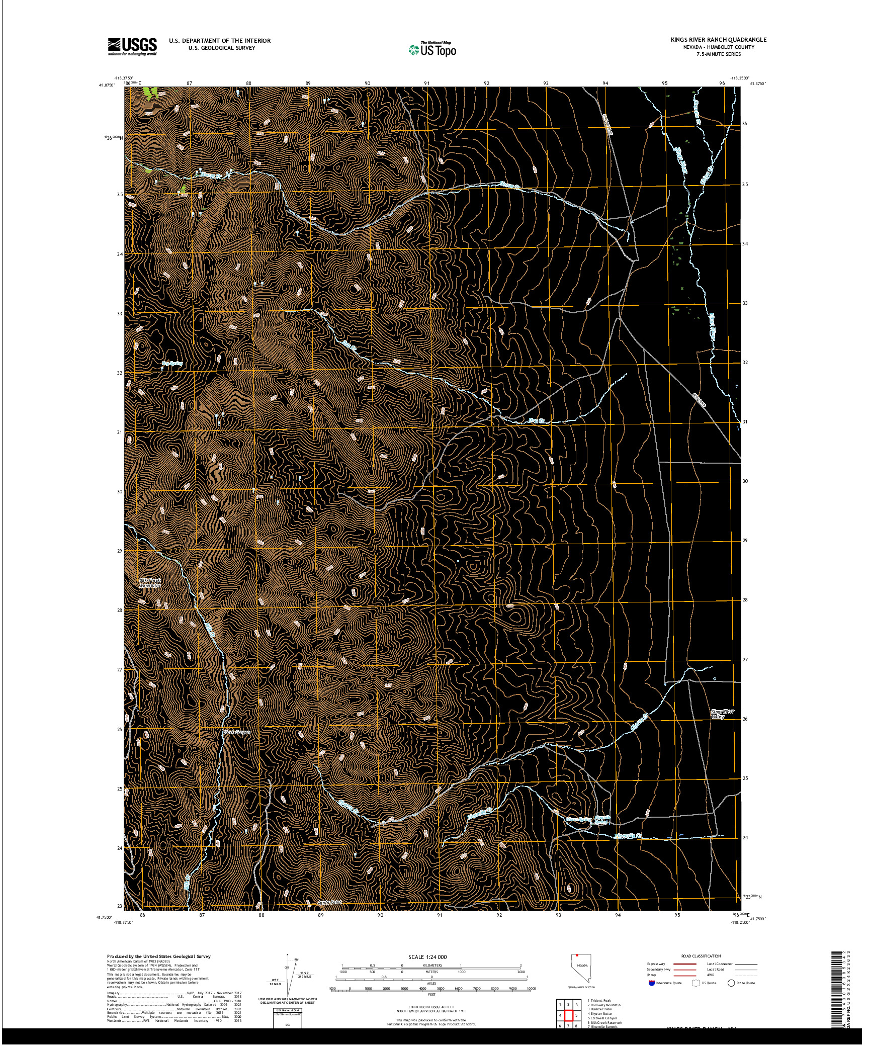 US TOPO 7.5-MINUTE MAP FOR KINGS RIVER RANCH, NV