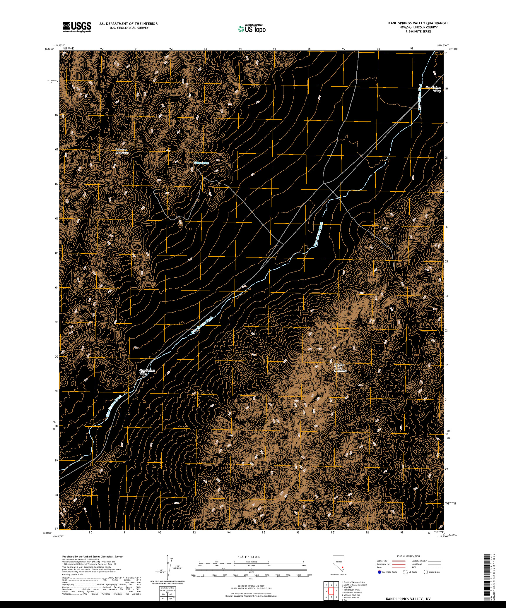 US TOPO 7.5-MINUTE MAP FOR KANE SPRINGS VALLEY, NV