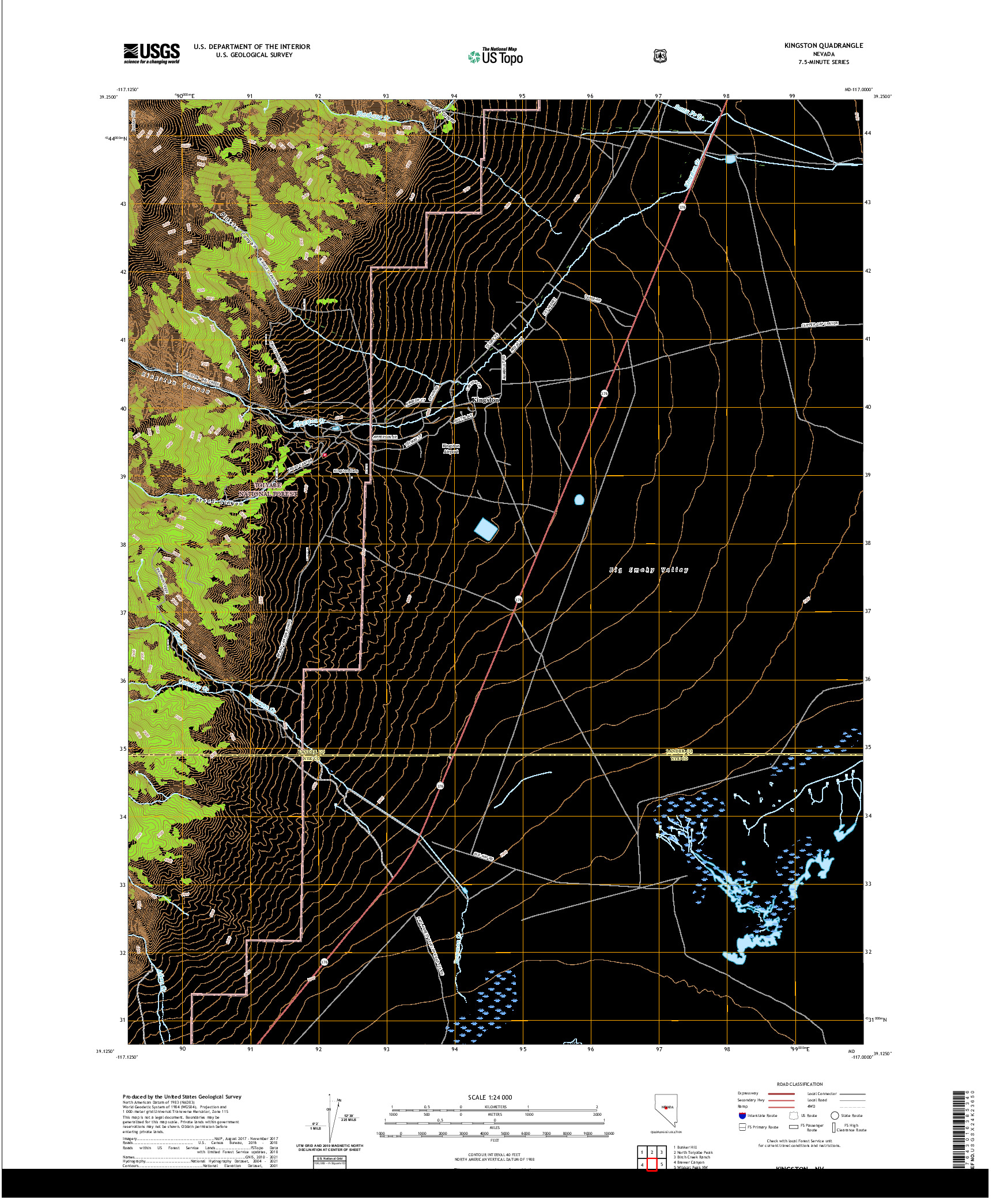 US TOPO 7.5-MINUTE MAP FOR KINGSTON, NV