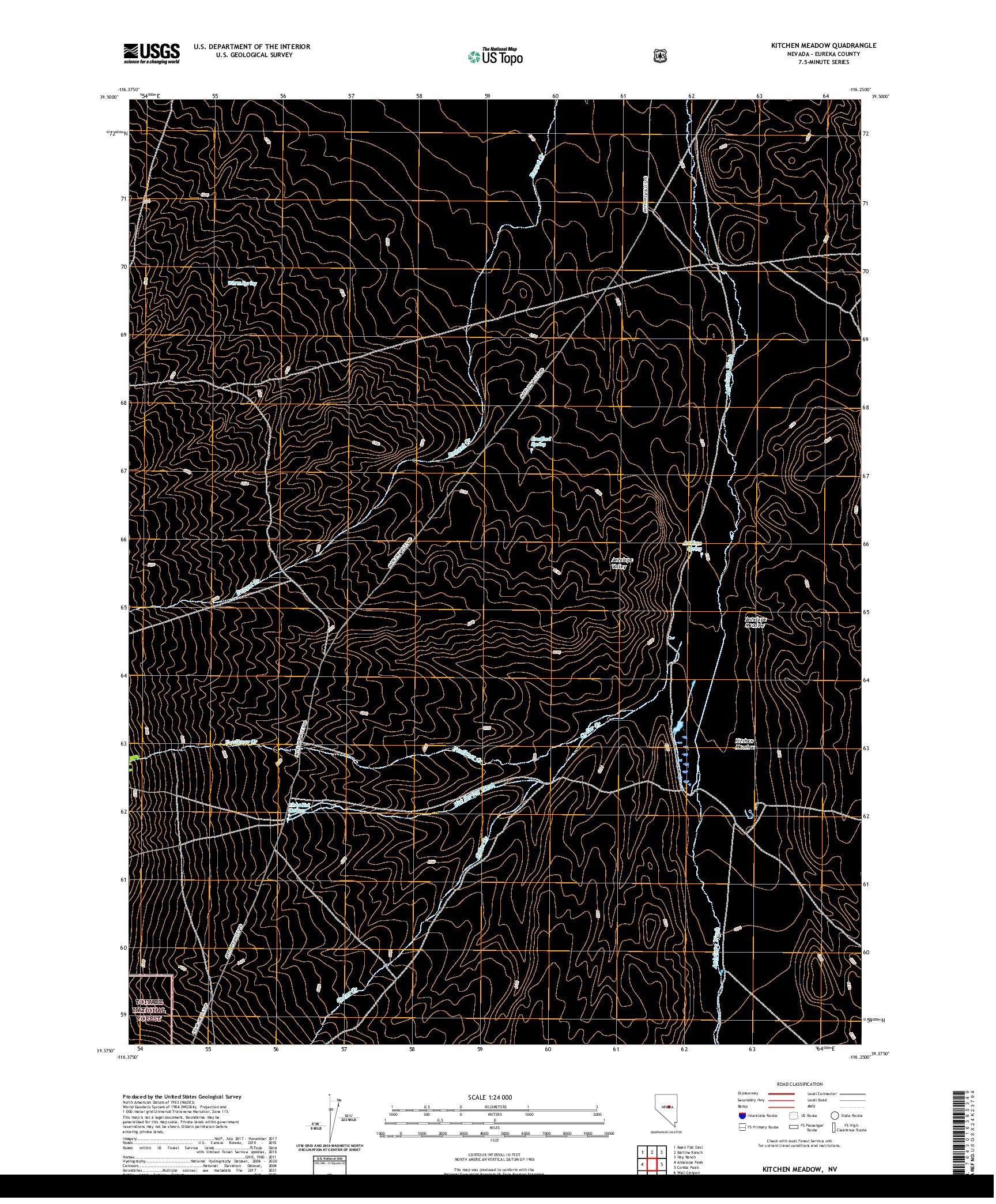 US TOPO 7.5-MINUTE MAP FOR KITCHEN MEADOW, NV