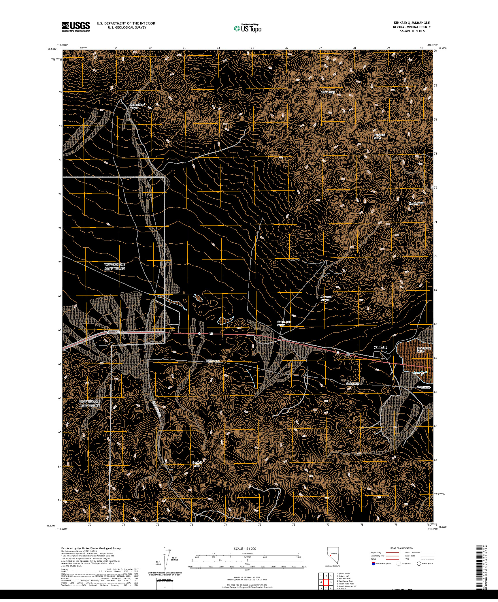 US TOPO 7.5-MINUTE MAP FOR KINKAID, NV