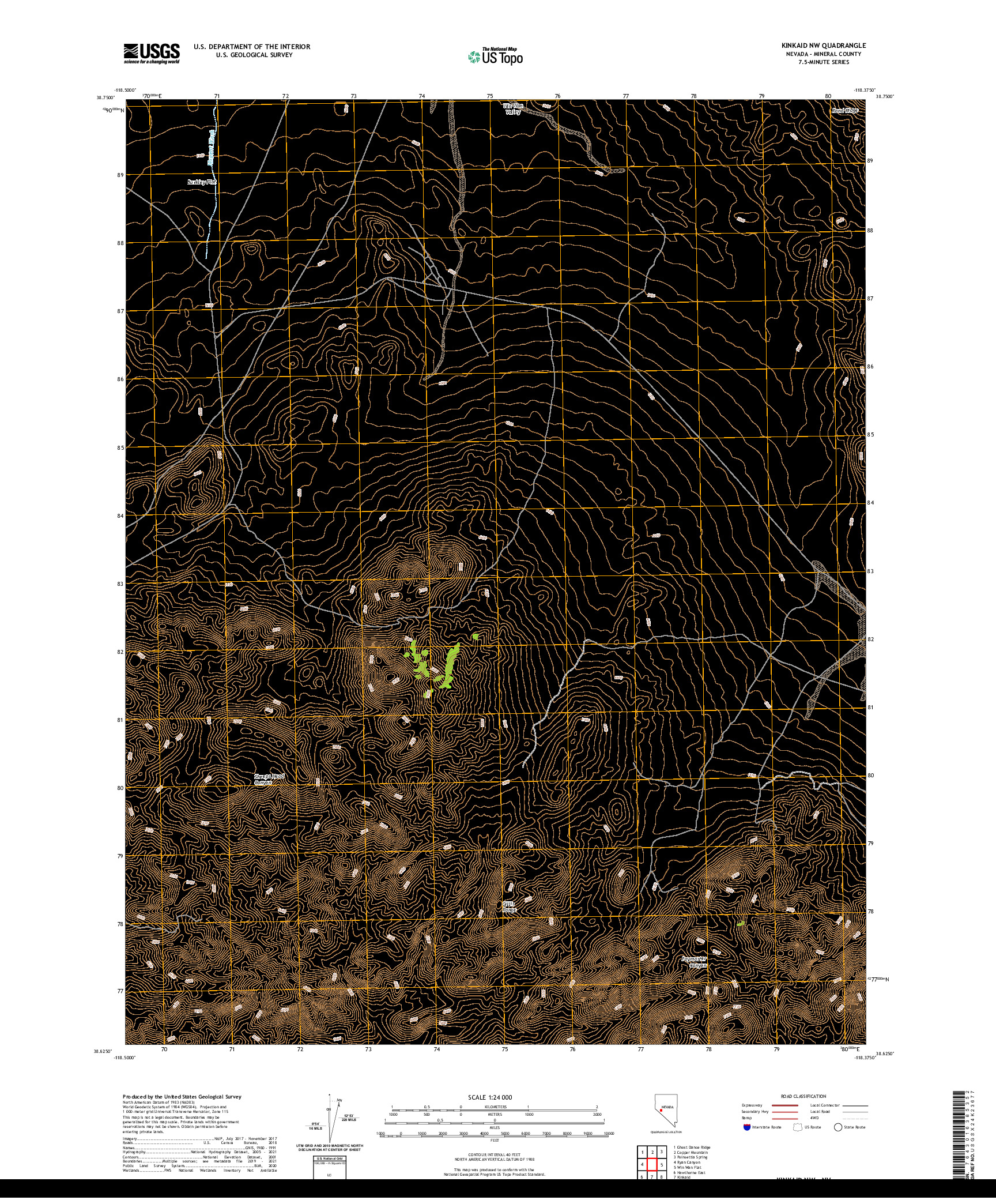 US TOPO 7.5-MINUTE MAP FOR KINKAID NW, NV